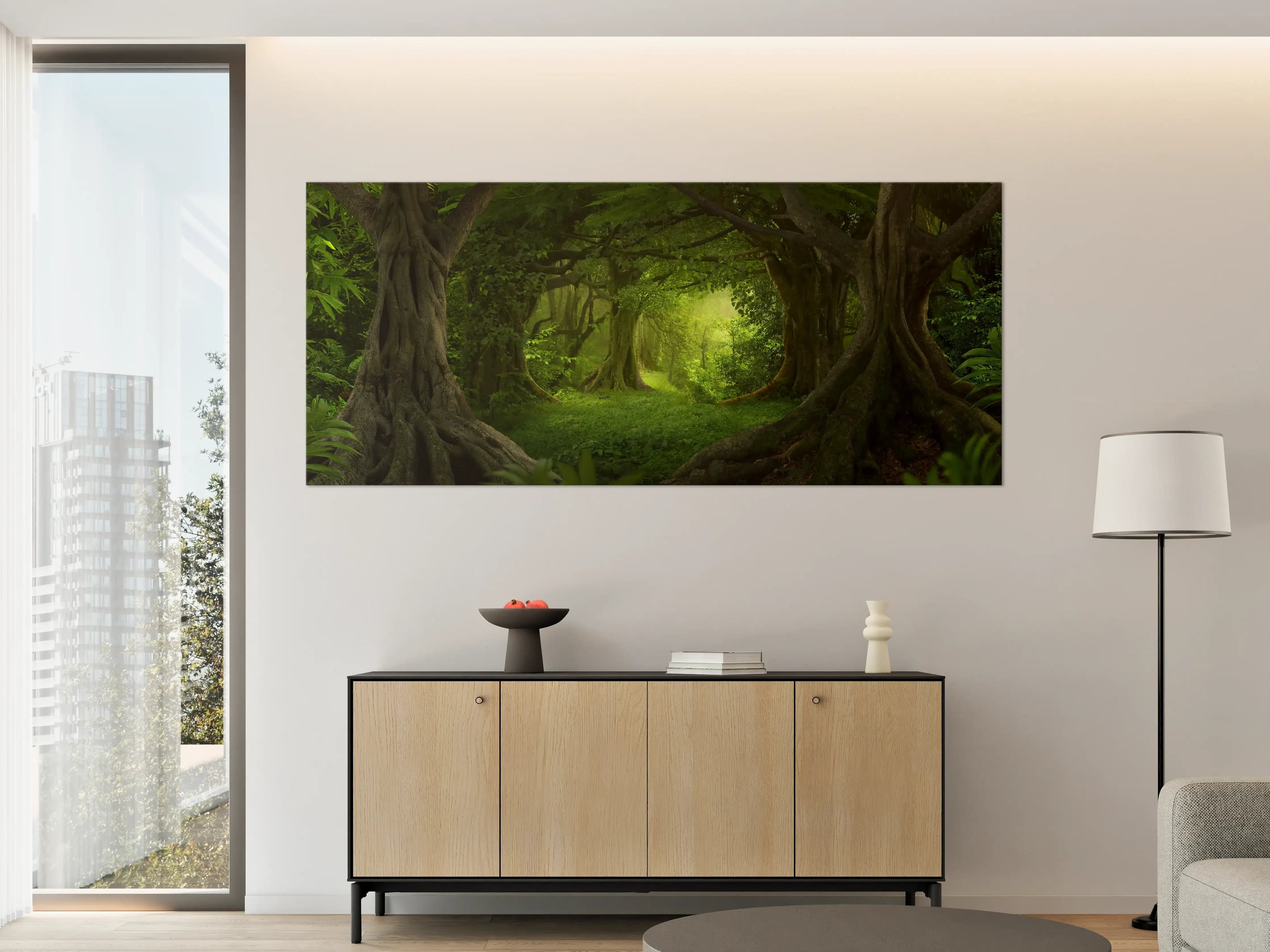 Große Wandbilder - Grüne Dschungel Lichtung Panorama