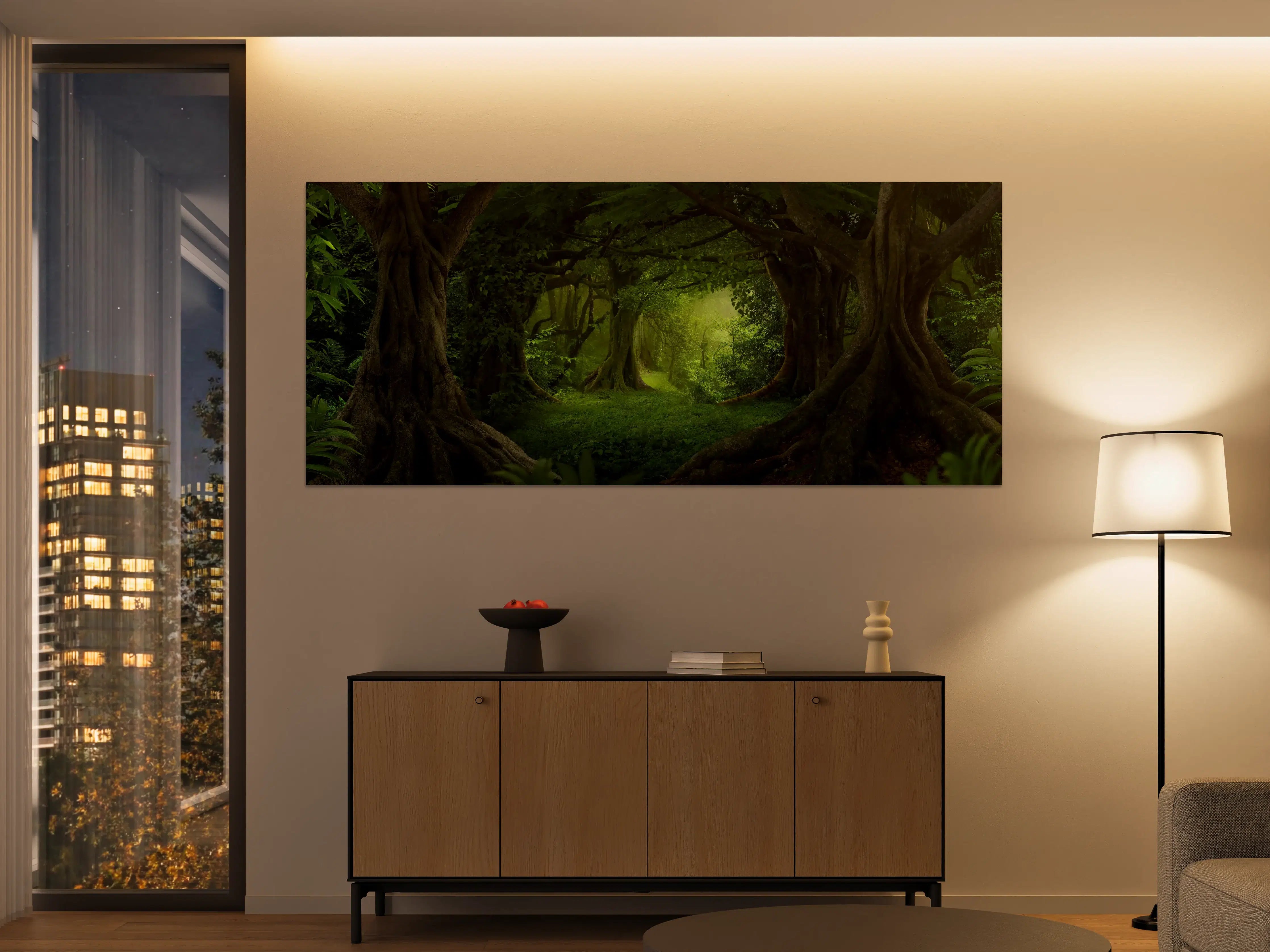 Große Wandbilder - Grüne Dschungel Lichtung Panorama