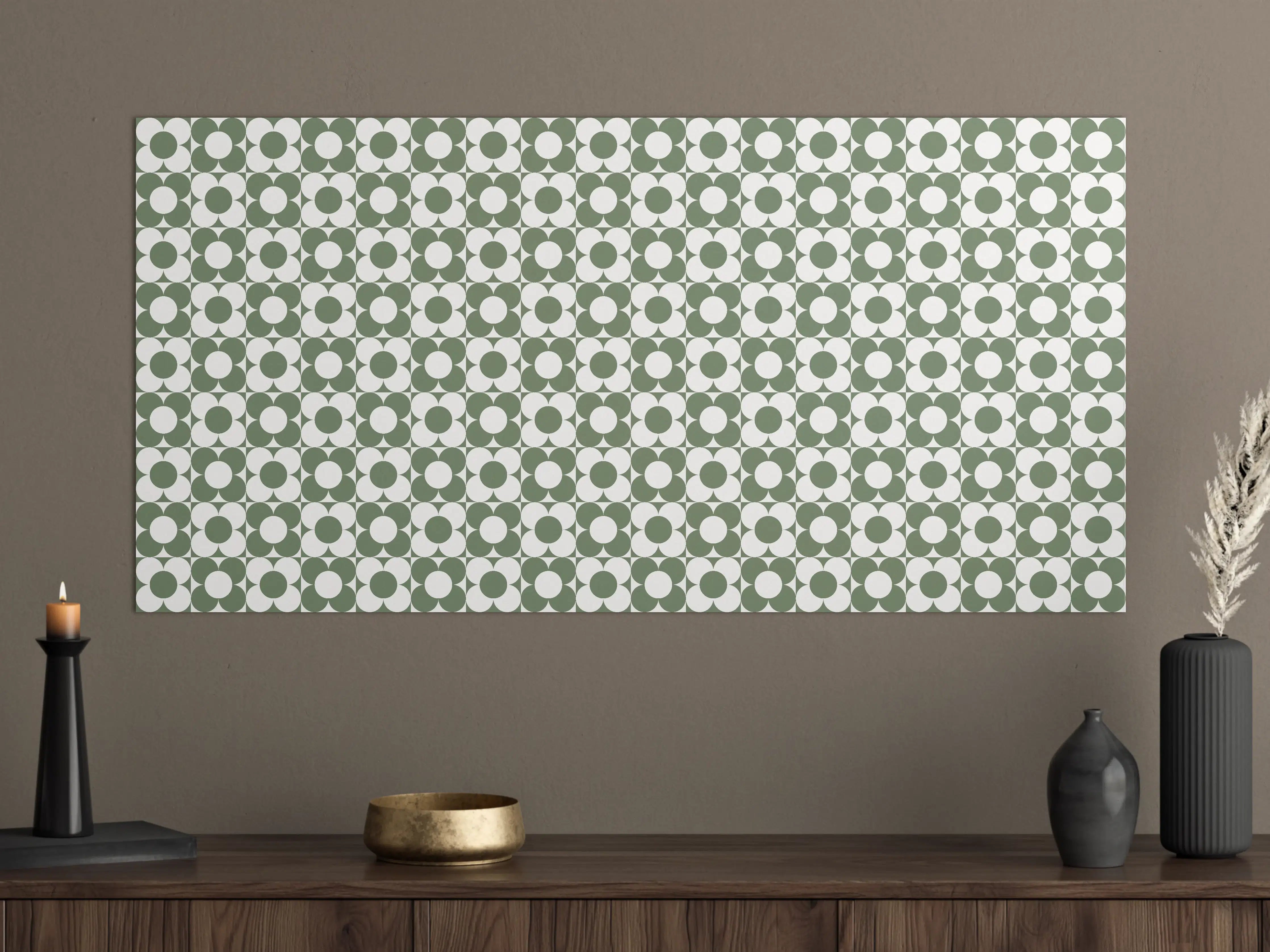 Große Wandbilder - Grüne GeometrieMusterwand