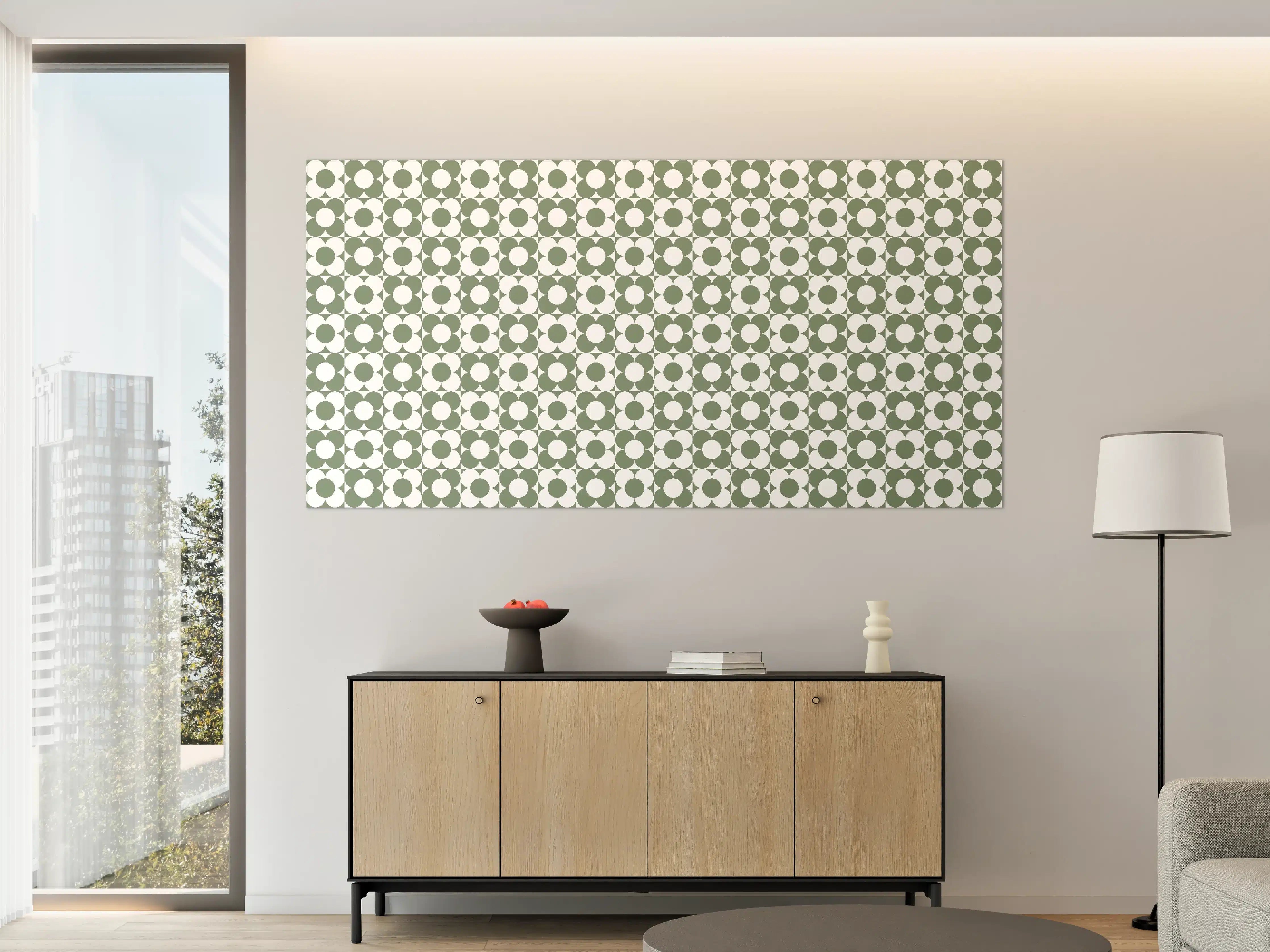 Große Wandbilder - Grüne GeometrieMusterwand