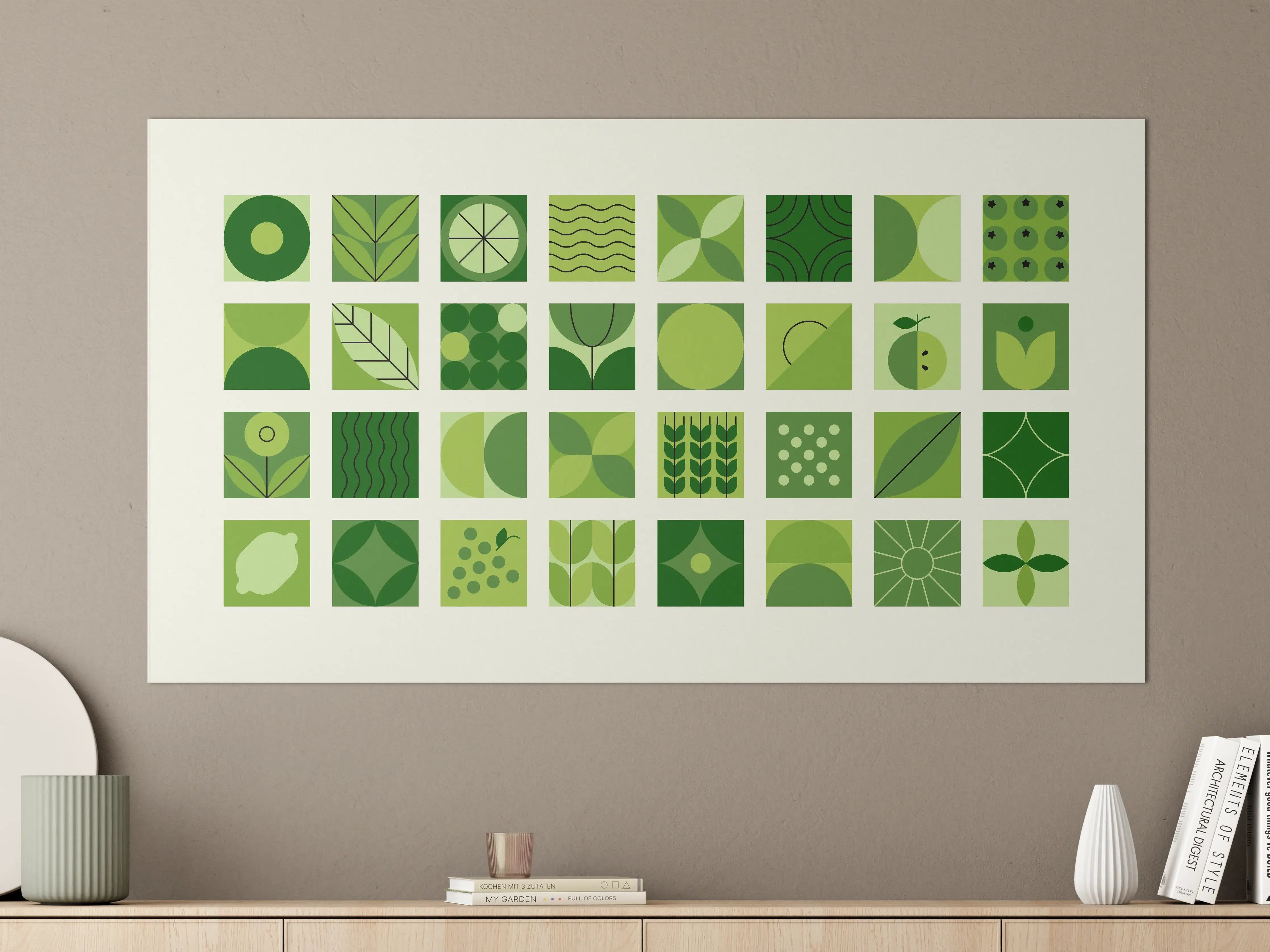 Große Wandbilder - Grüne Naturmuster in modernem Design