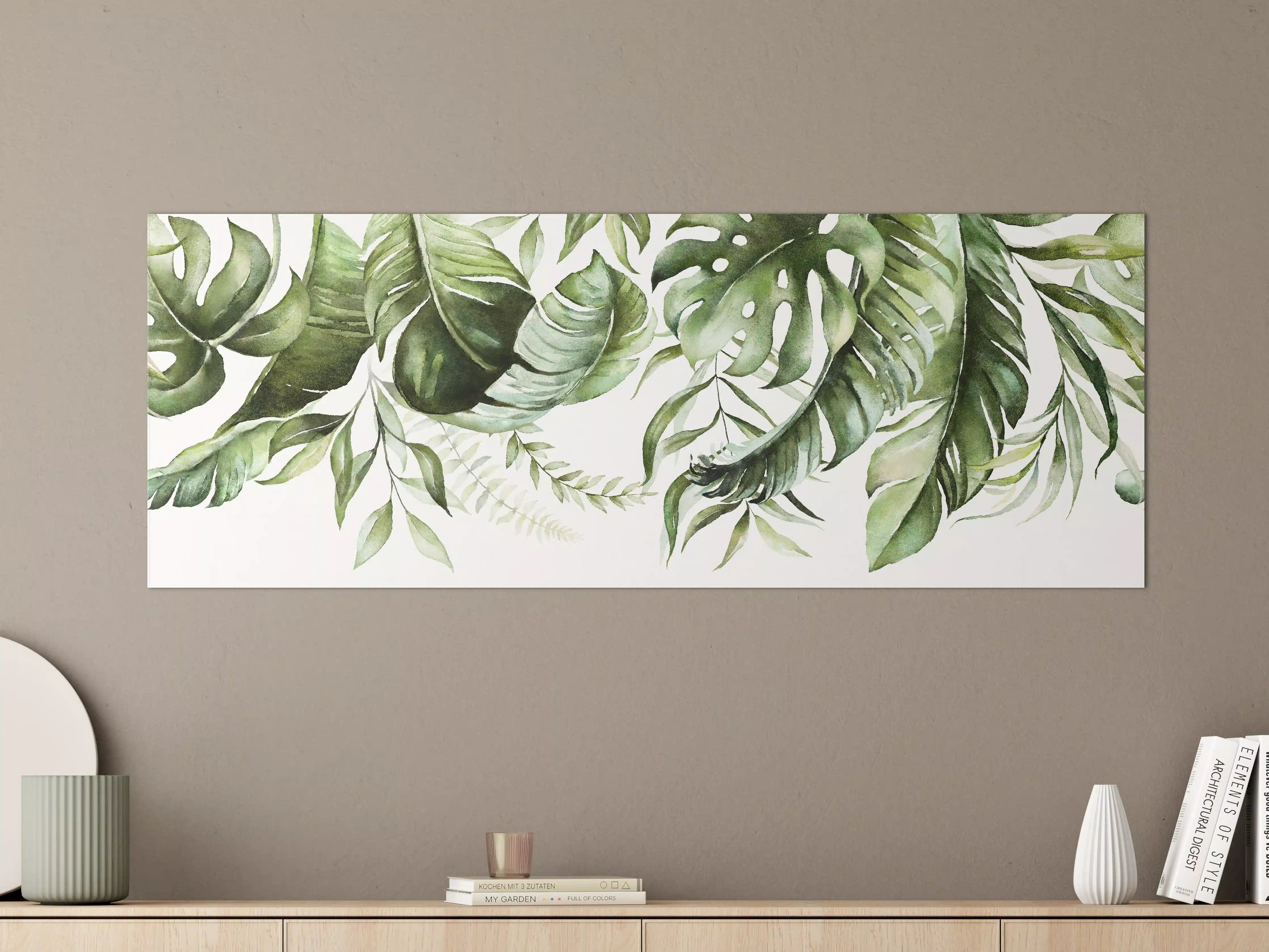 Große Wandbilder - Grüne Tropenblätter Aquarell