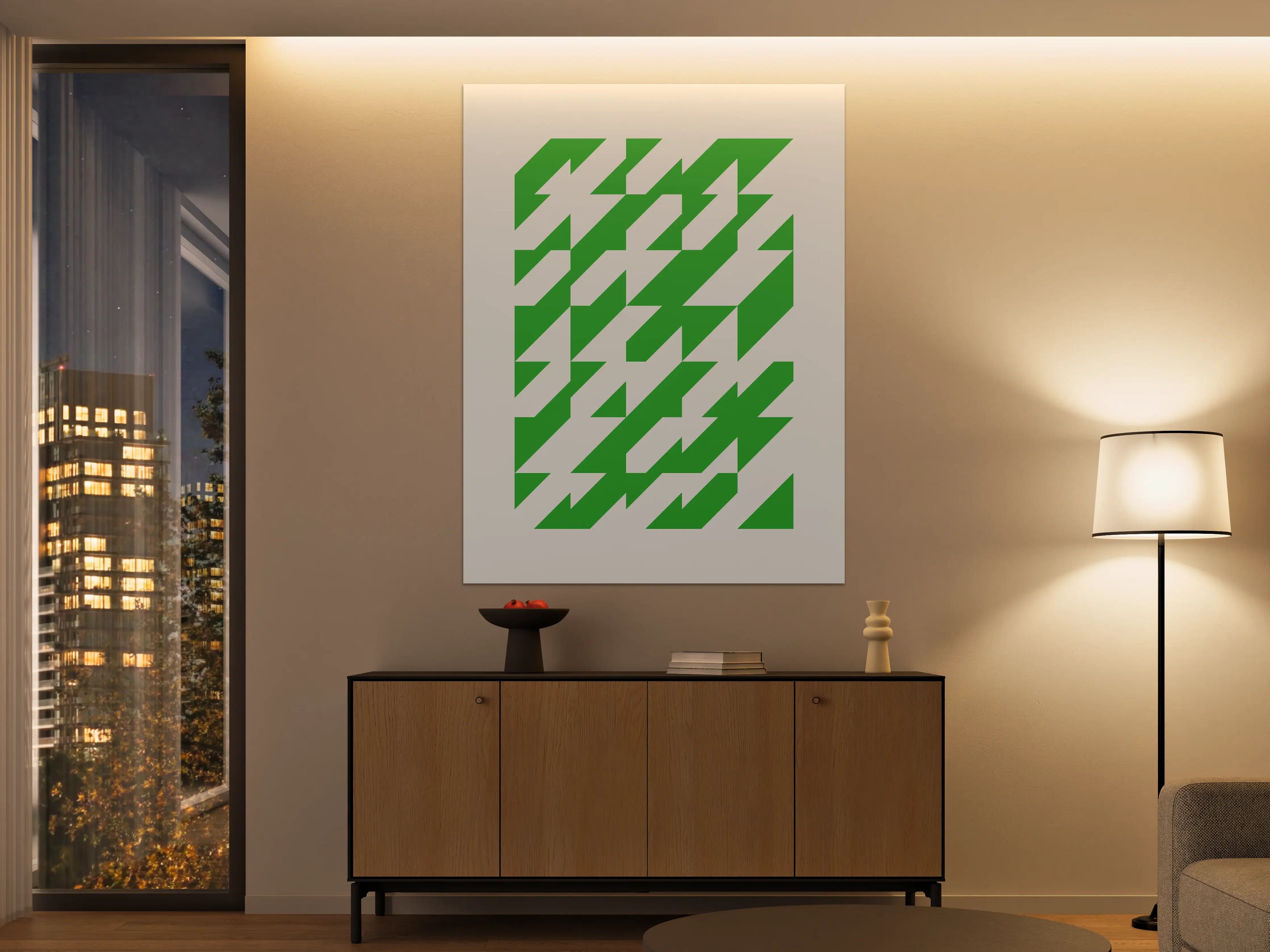 Große Wandbilder - Grüne geometrische Abstraktion