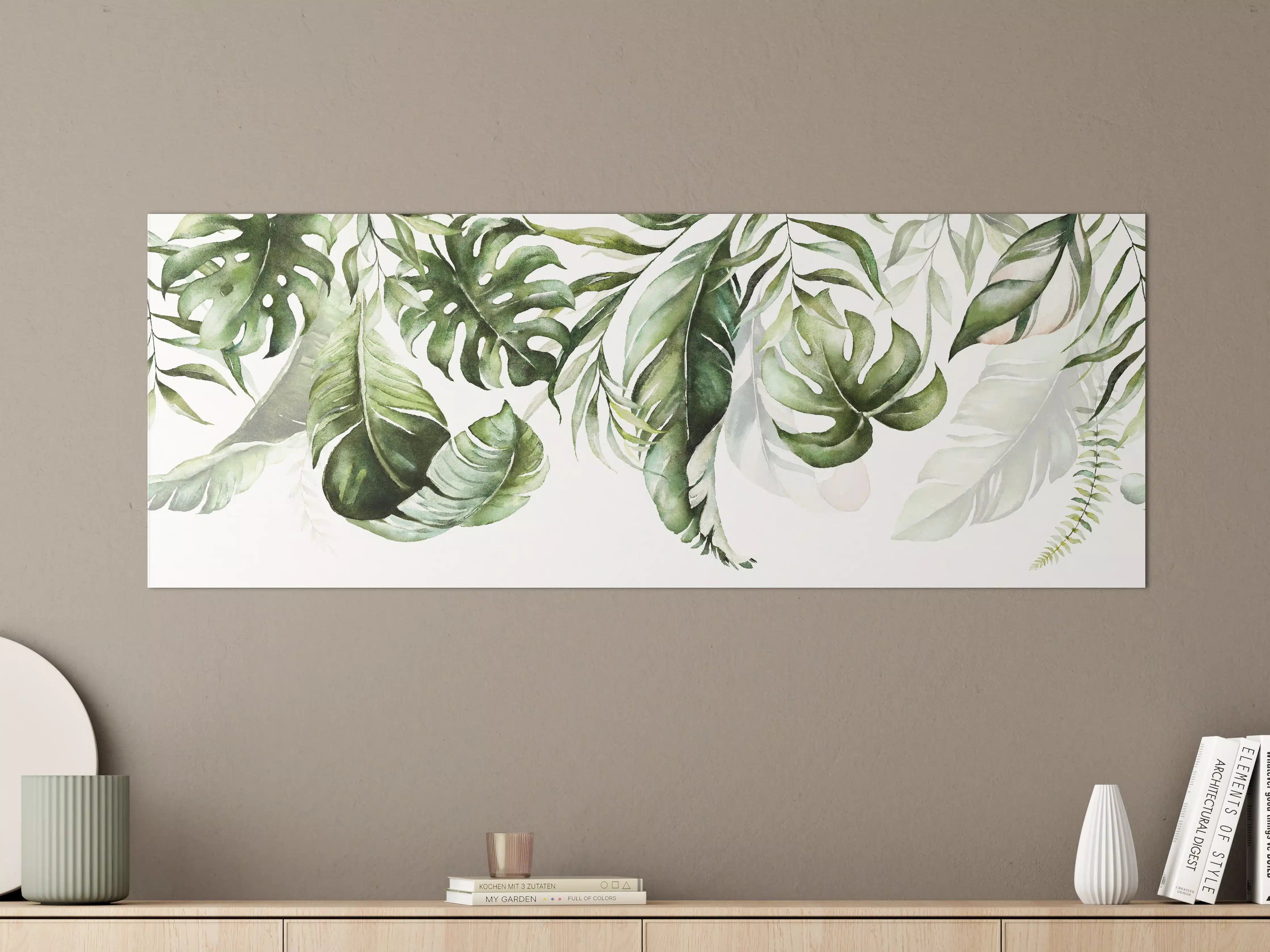 Große Wandbilder - Grüne tropische Blätter Aquarell