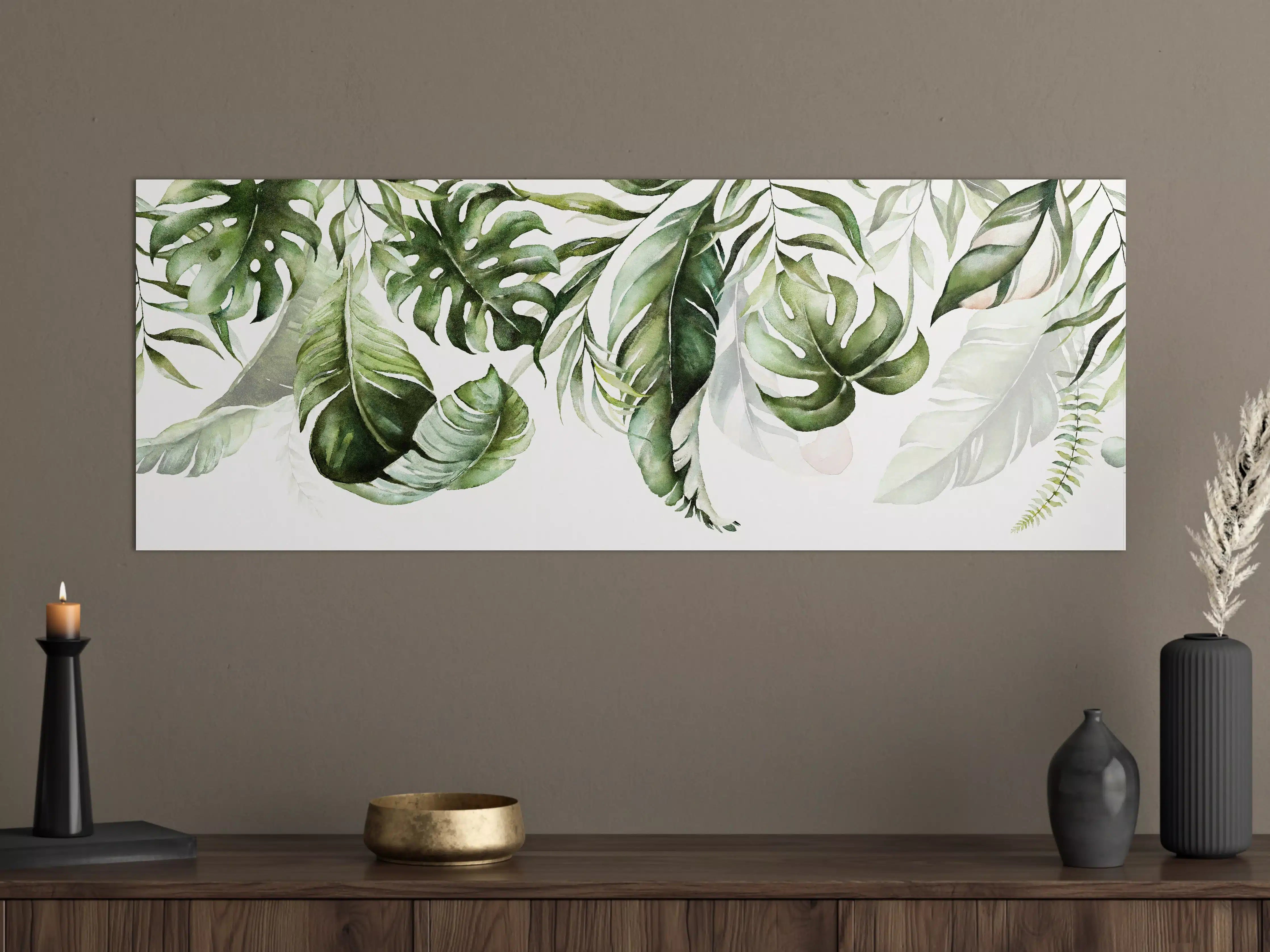 Große Wandbilder - Grüne tropische Blätter Aquarell
