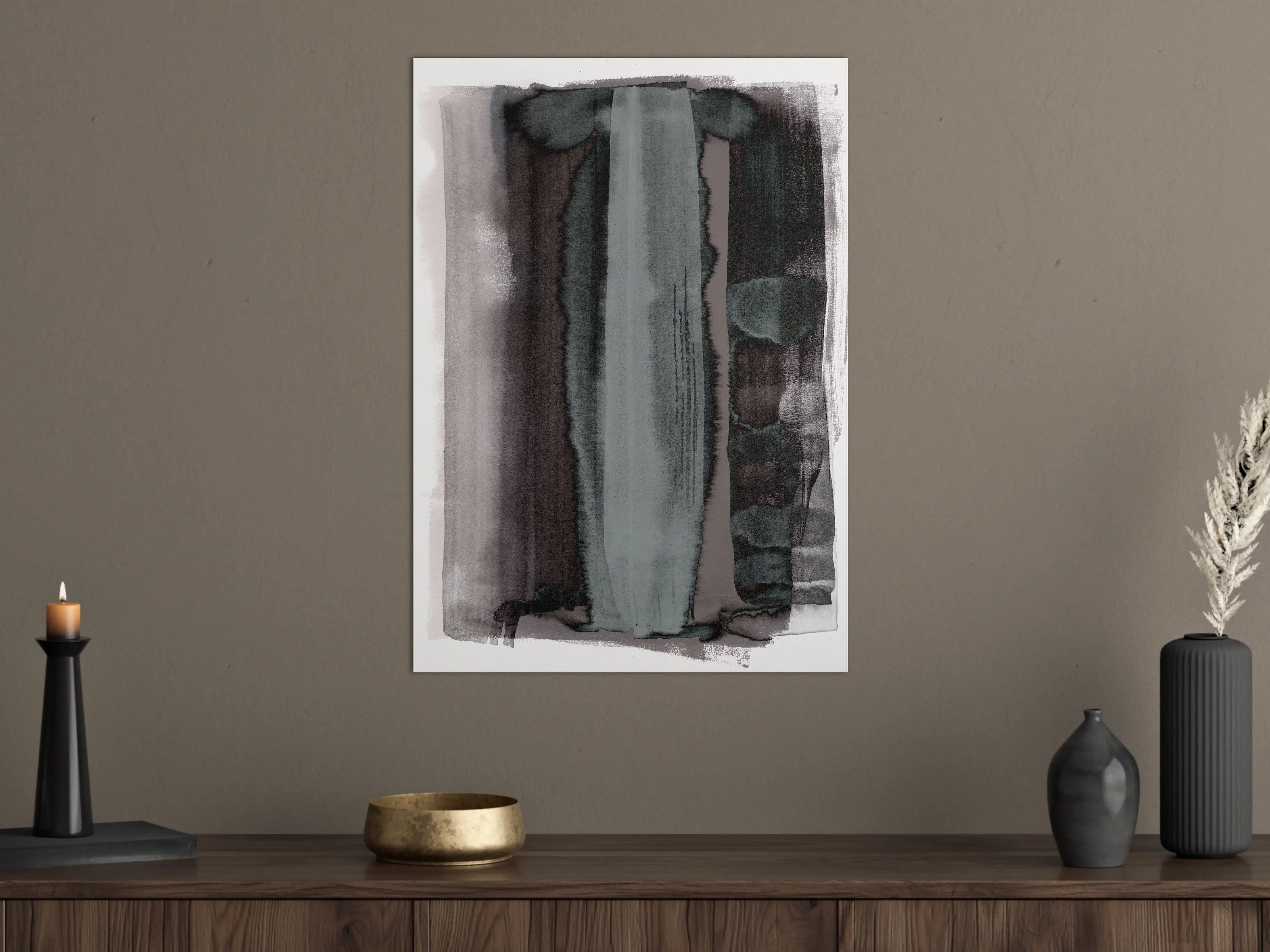 Große Wandbilder - Grüner Aquarell Pinselstrich