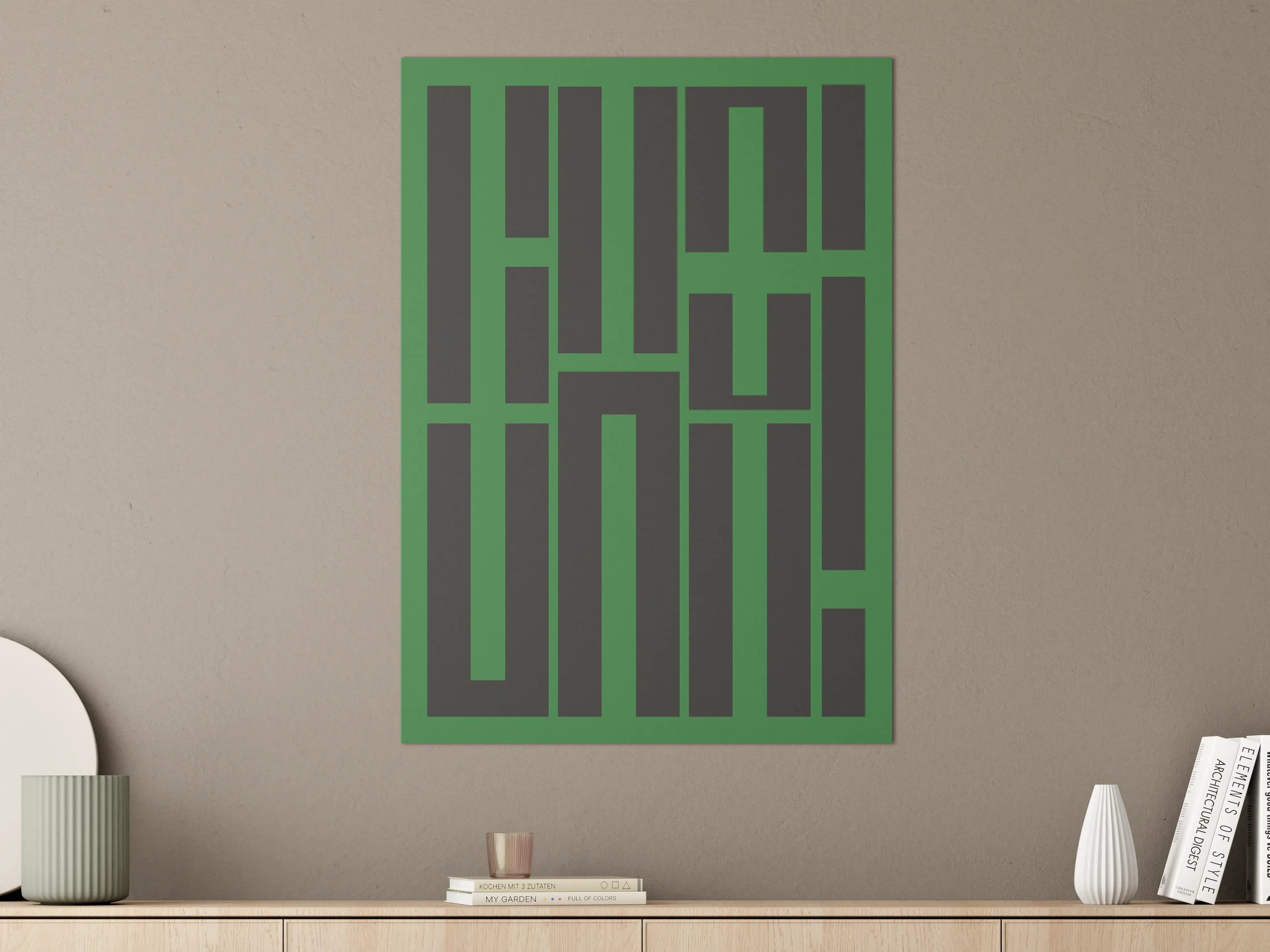 Große Wandbilder - Grüner Hintergrund mit urbanem Geometrie-Design