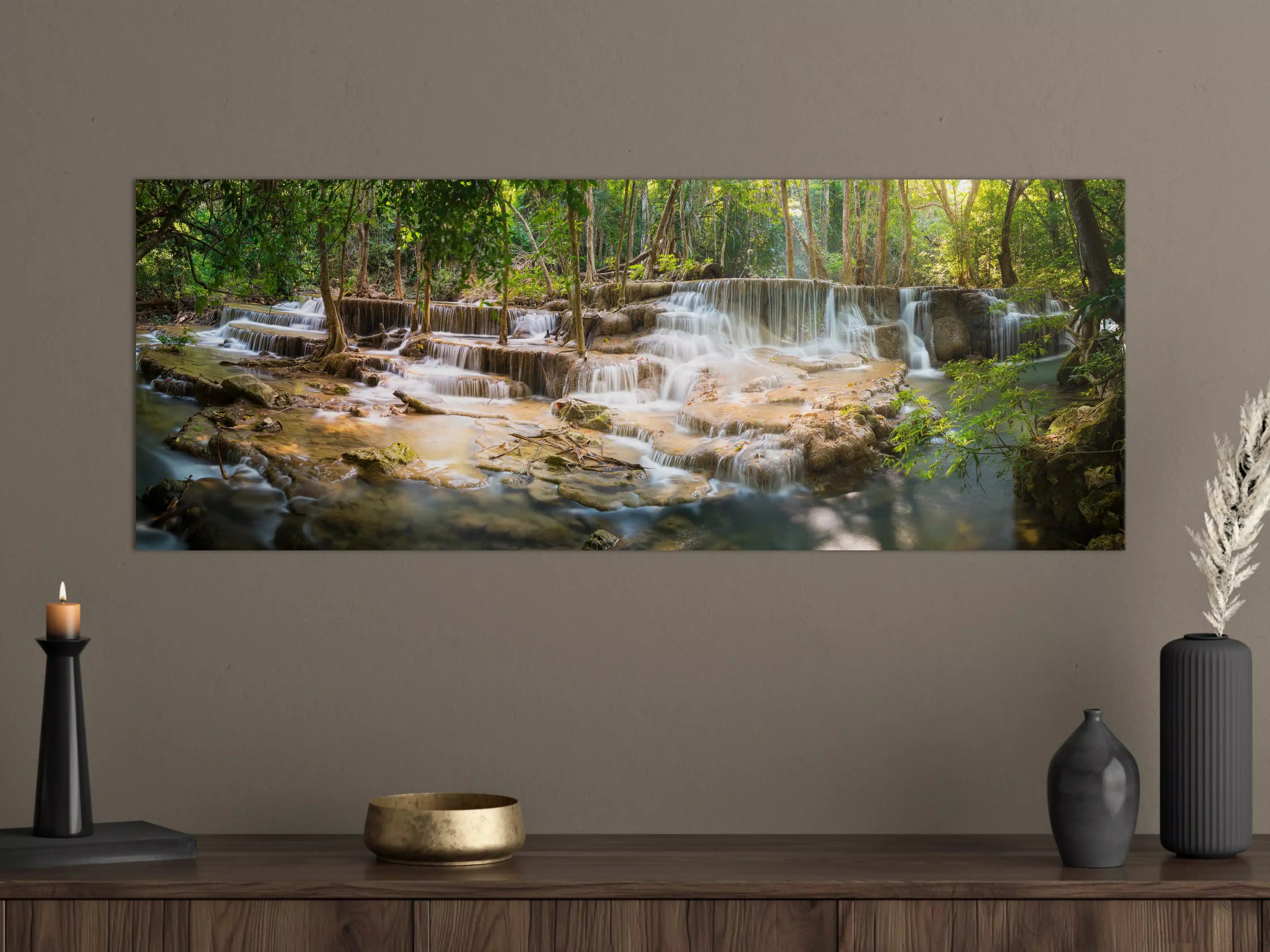Große Wandbilder - Grüner Wasserfall im Wald