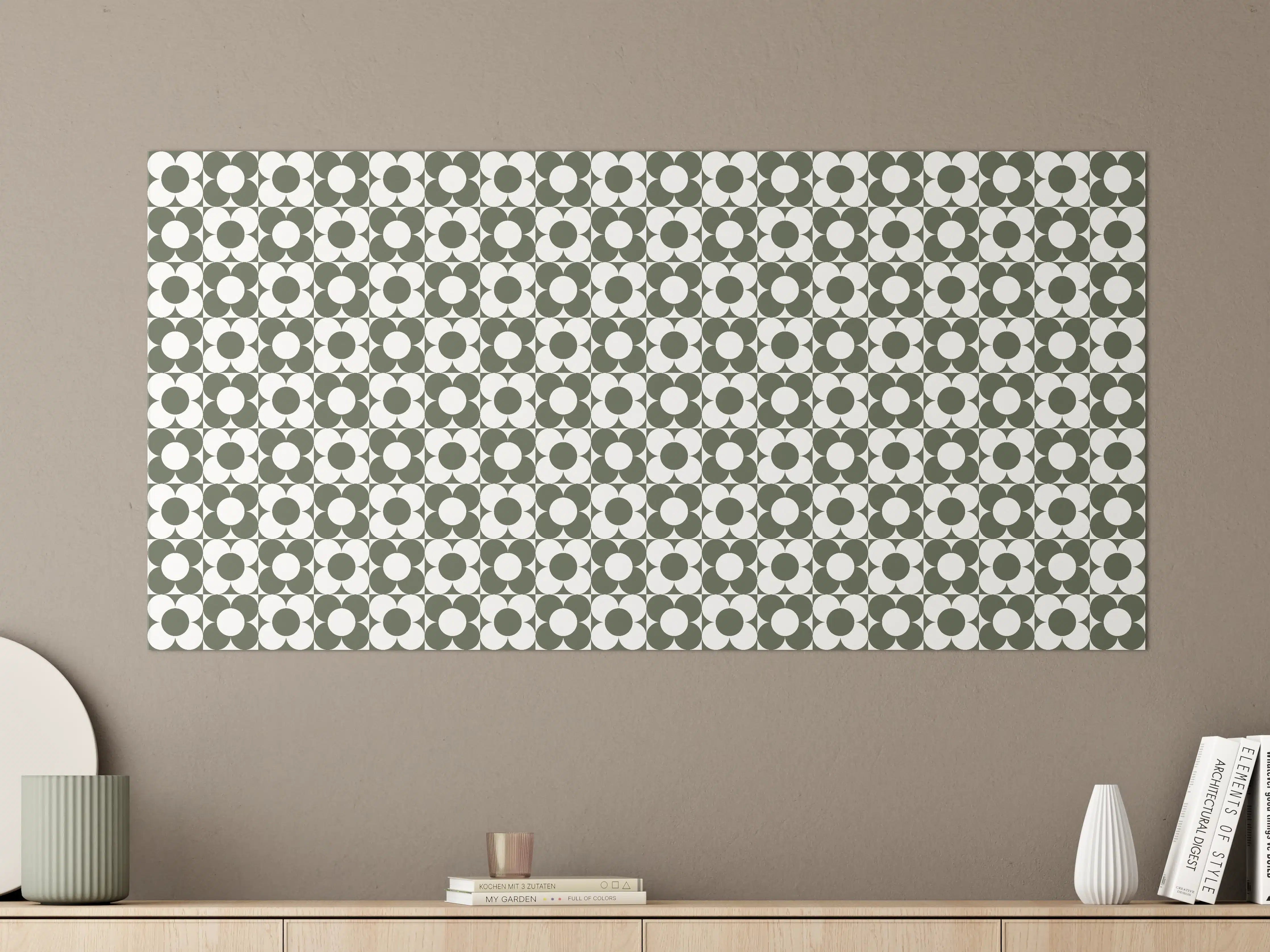 Große Wandbilder - Grünes und Weißes geometrisches Muster