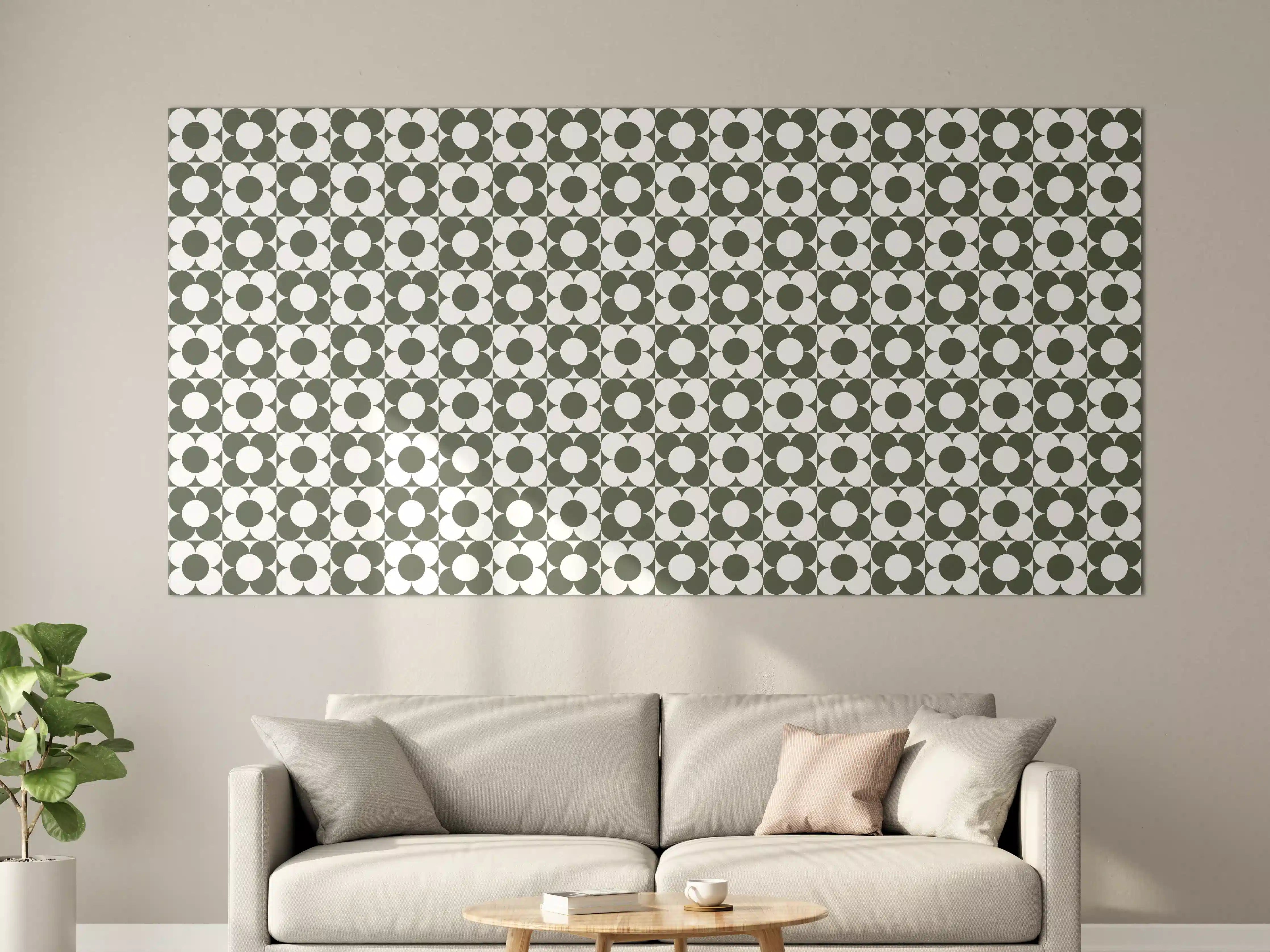 Große Wandbilder - Grünes und Weißes geometrisches Muster