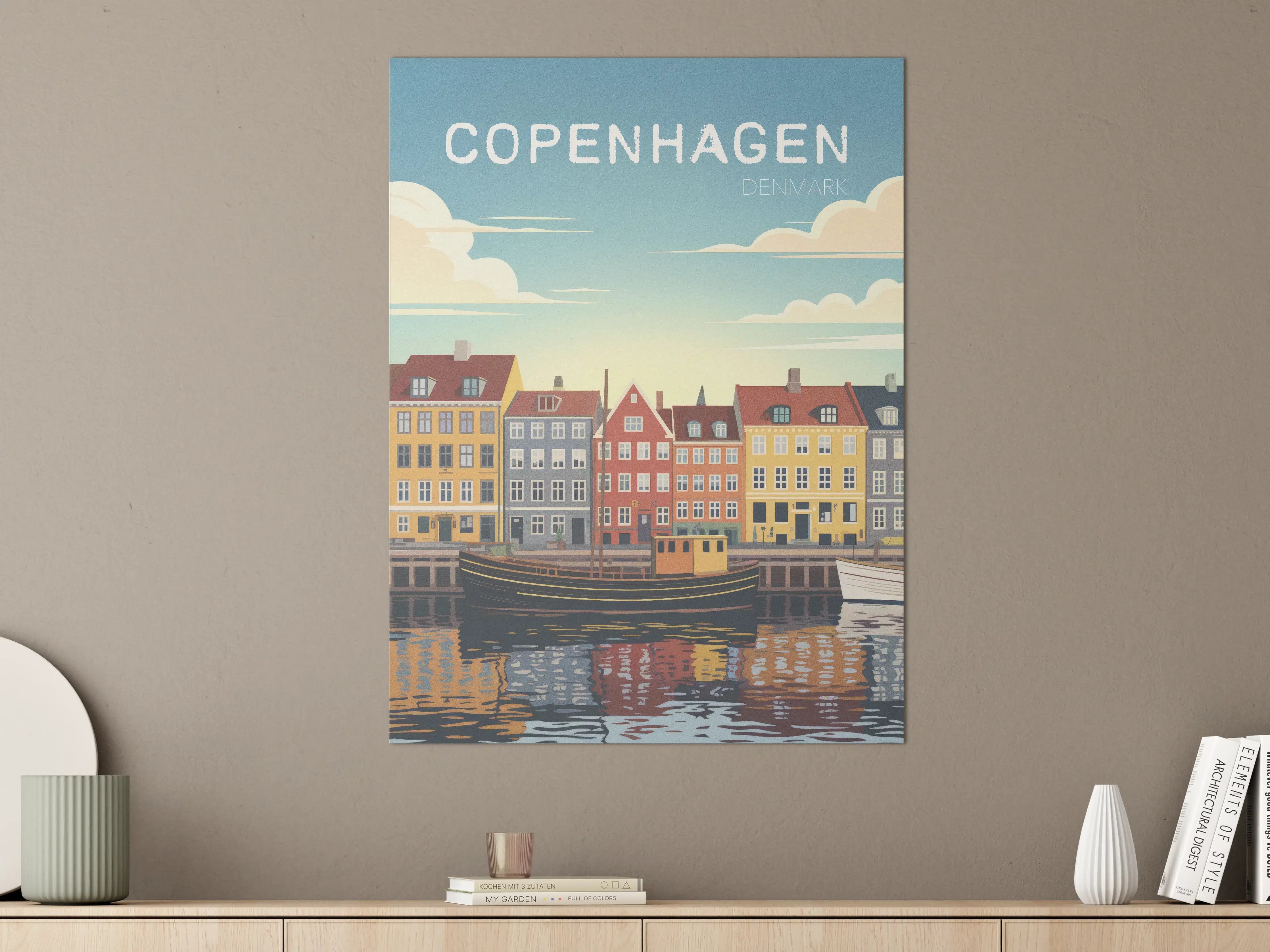 Große Wandbilder - Hafenstadt in DK mit bunten Häusern