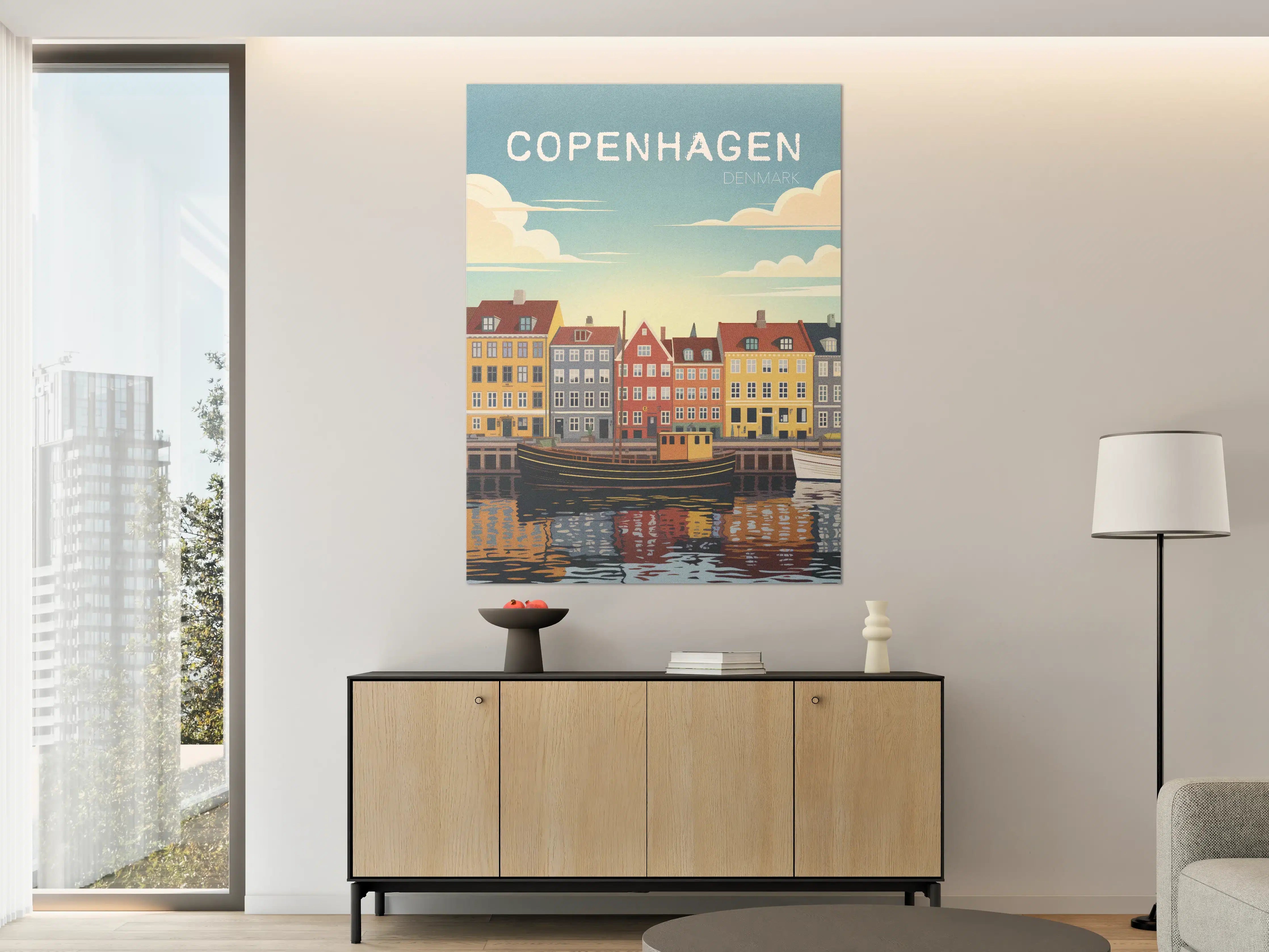 Große Wandbilder - Hafenstadt in DK mit bunten Häusern