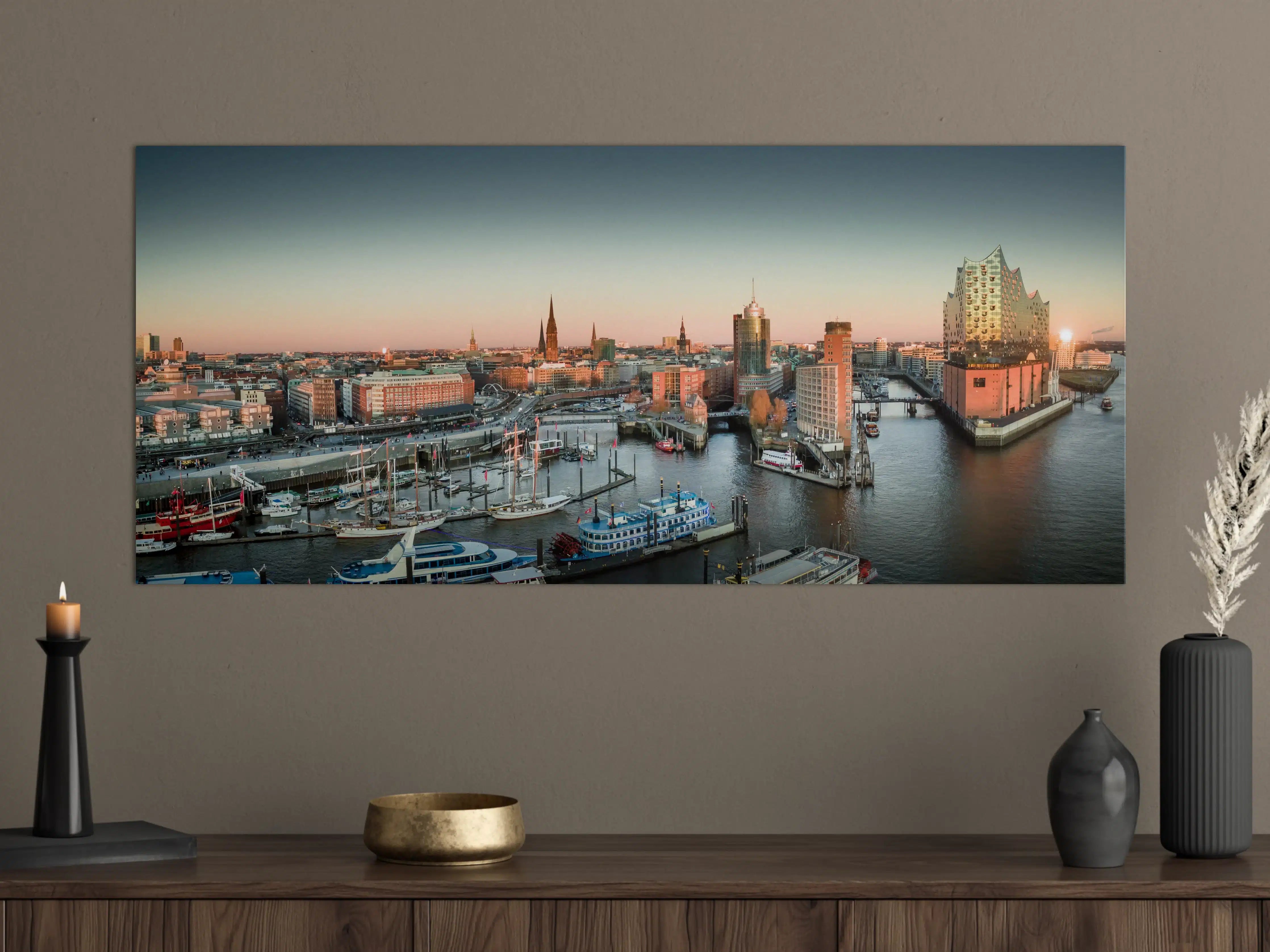 Große Wandbilder - Hamburg Hafen bei Sonnenuntergang