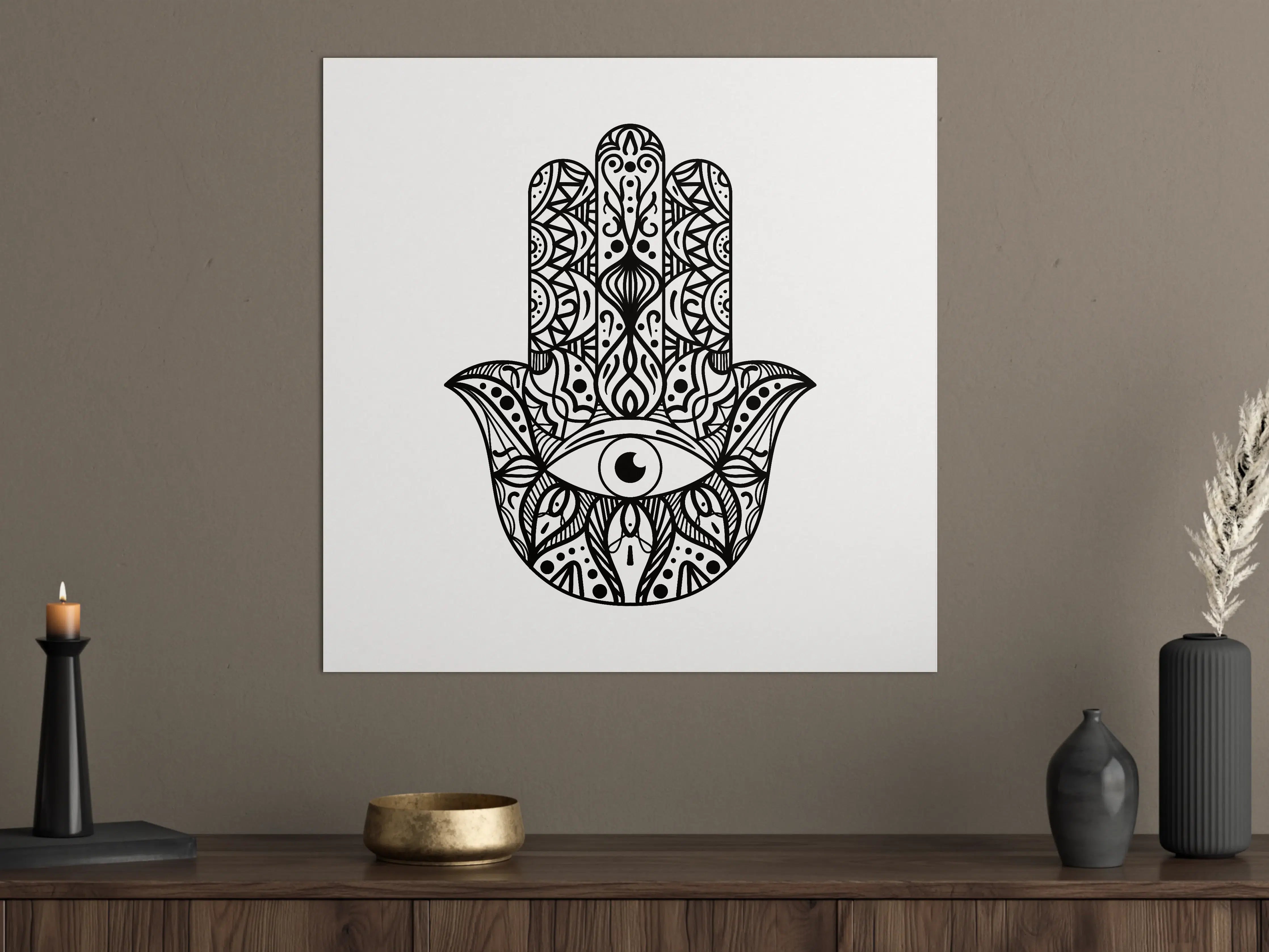 Große Wandbilder - Hamsa Hand mit Auge im Zentangle-Stil