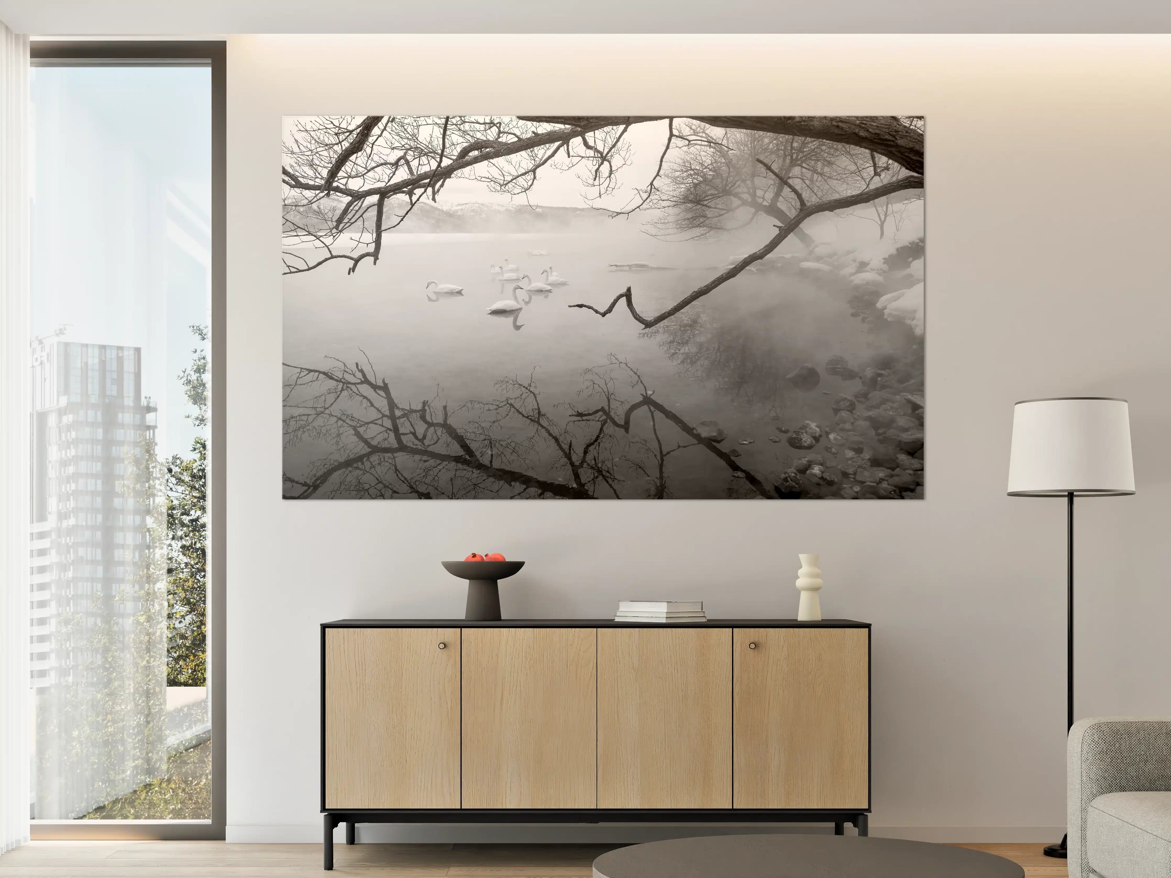 Große Wandbilder - Heiße Quelle mit Schwänen