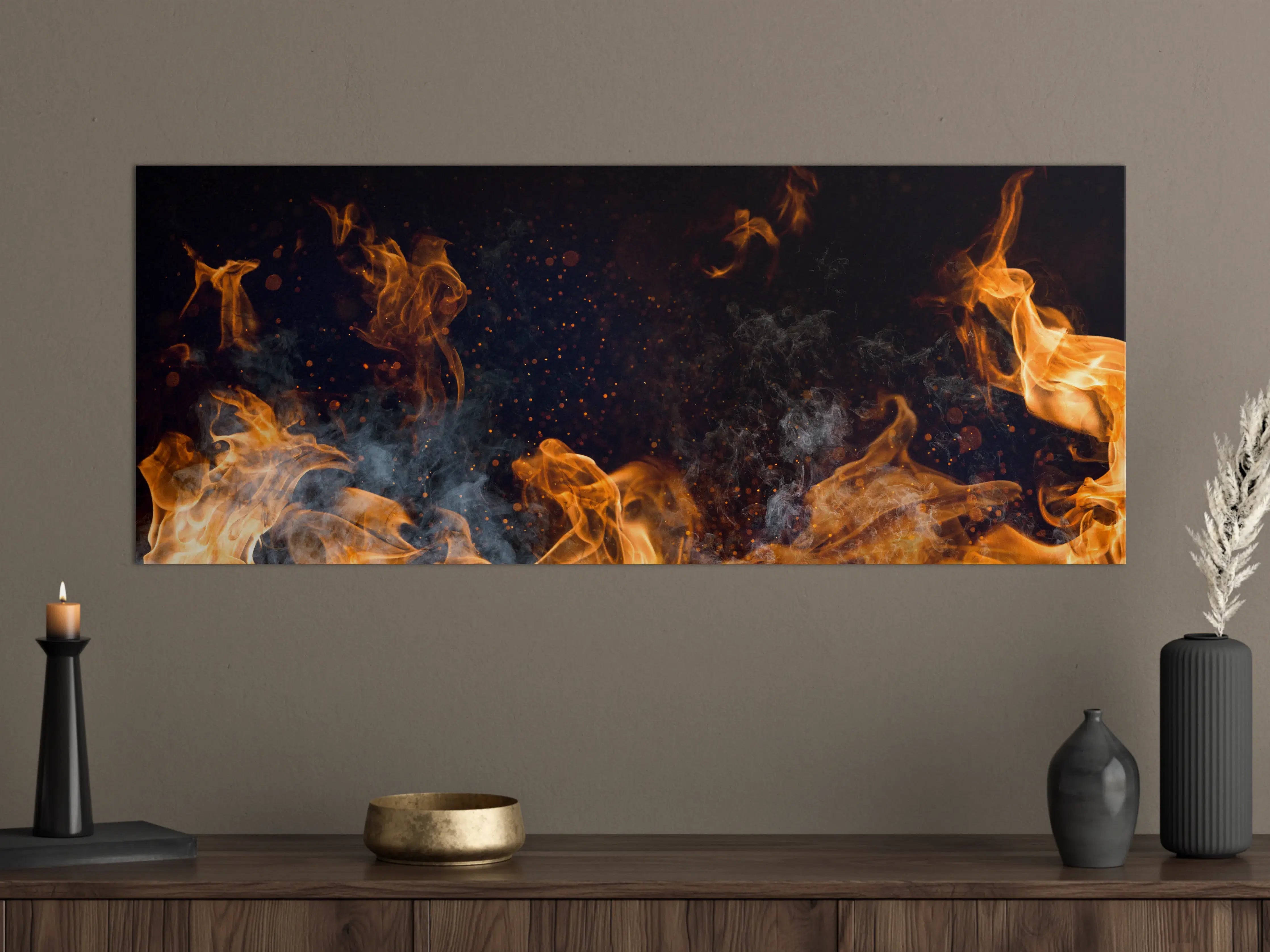 Große Wandbilder - Heißes Lagerfeuer mit Rauch