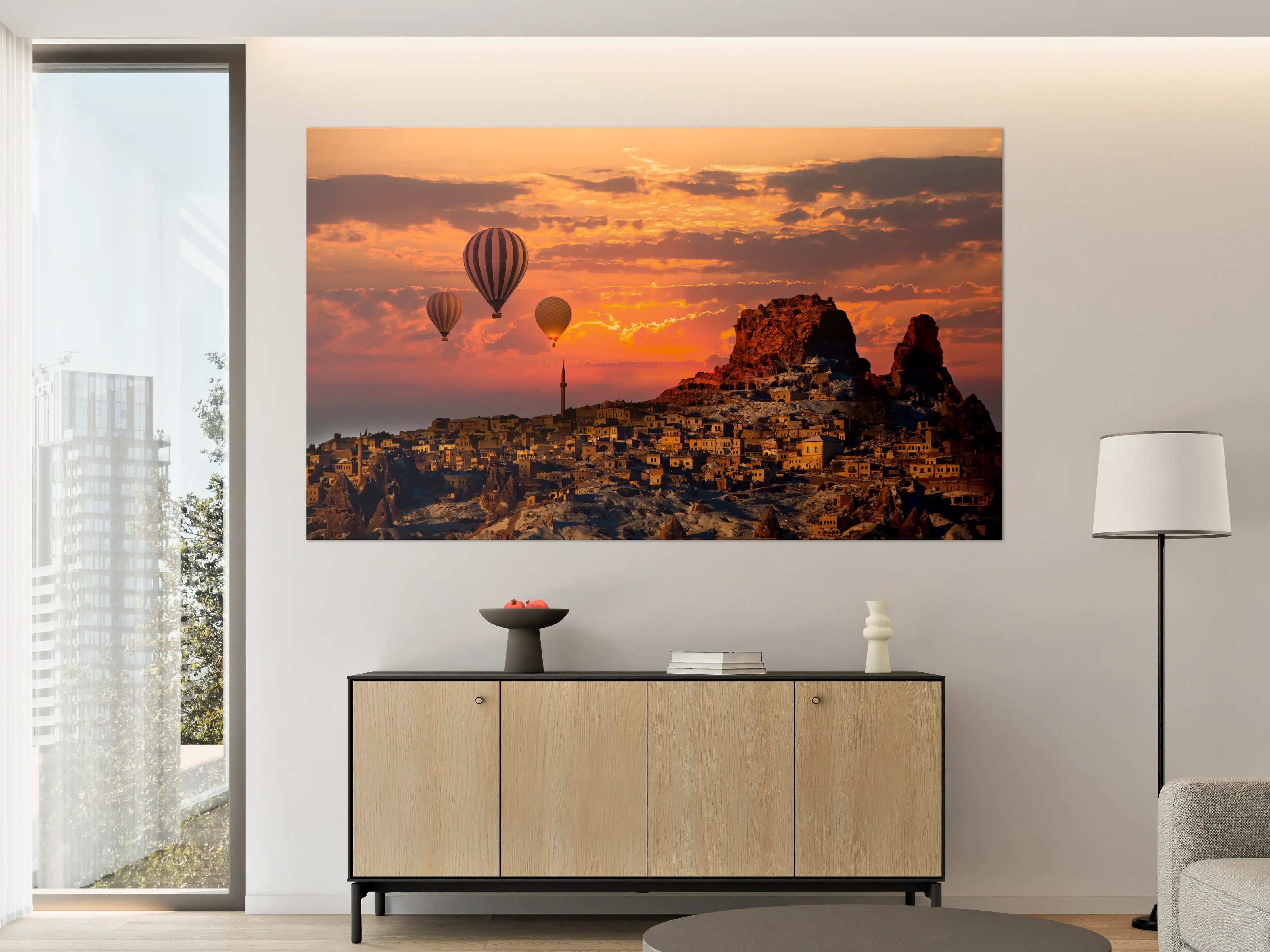 Große Wandbilder - Heißluftballons über Kappadokien - Sonnenuntergang