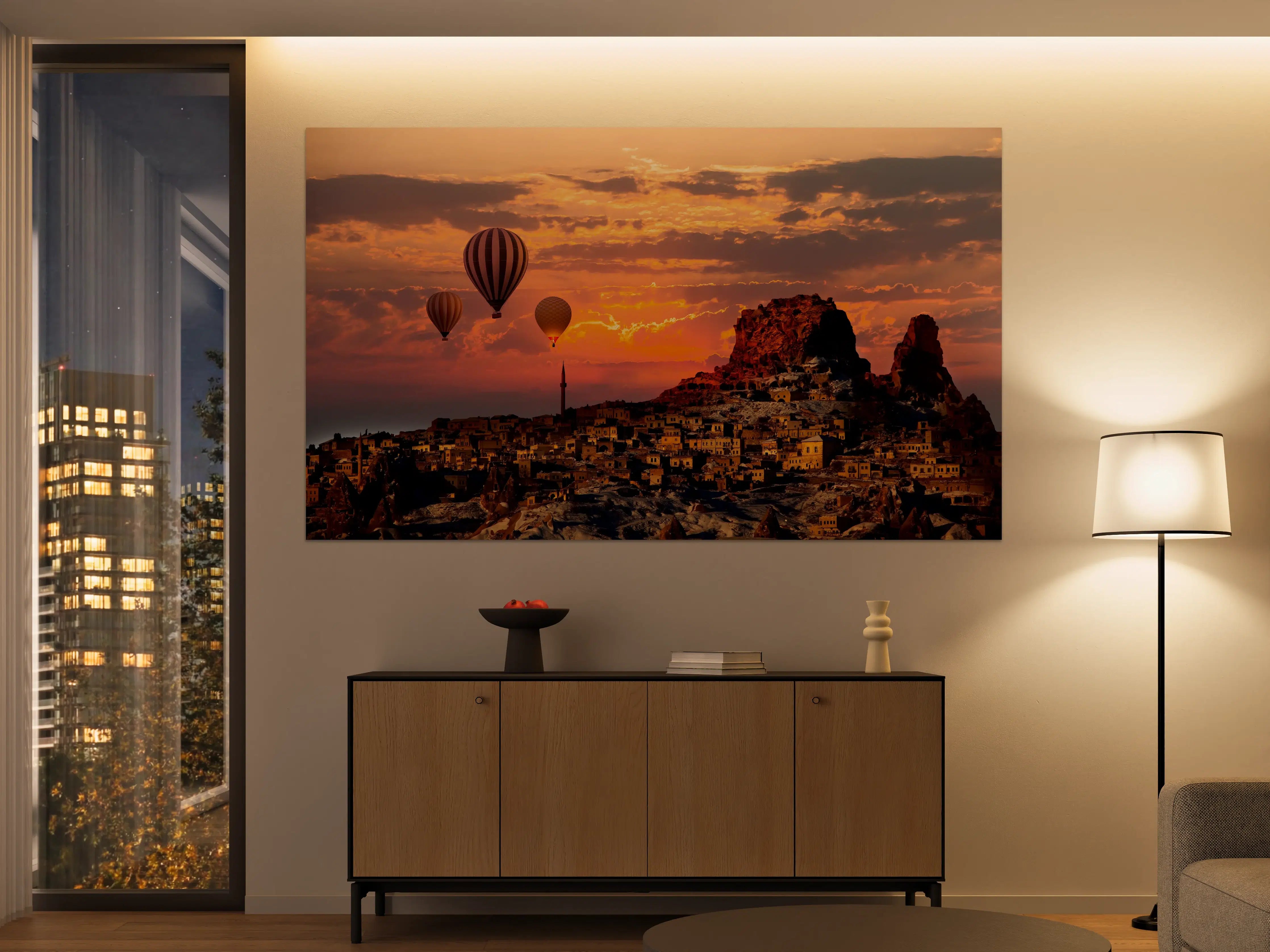 Große Wandbilder - Heißluftballons über Kappadokien - Sonnenuntergang