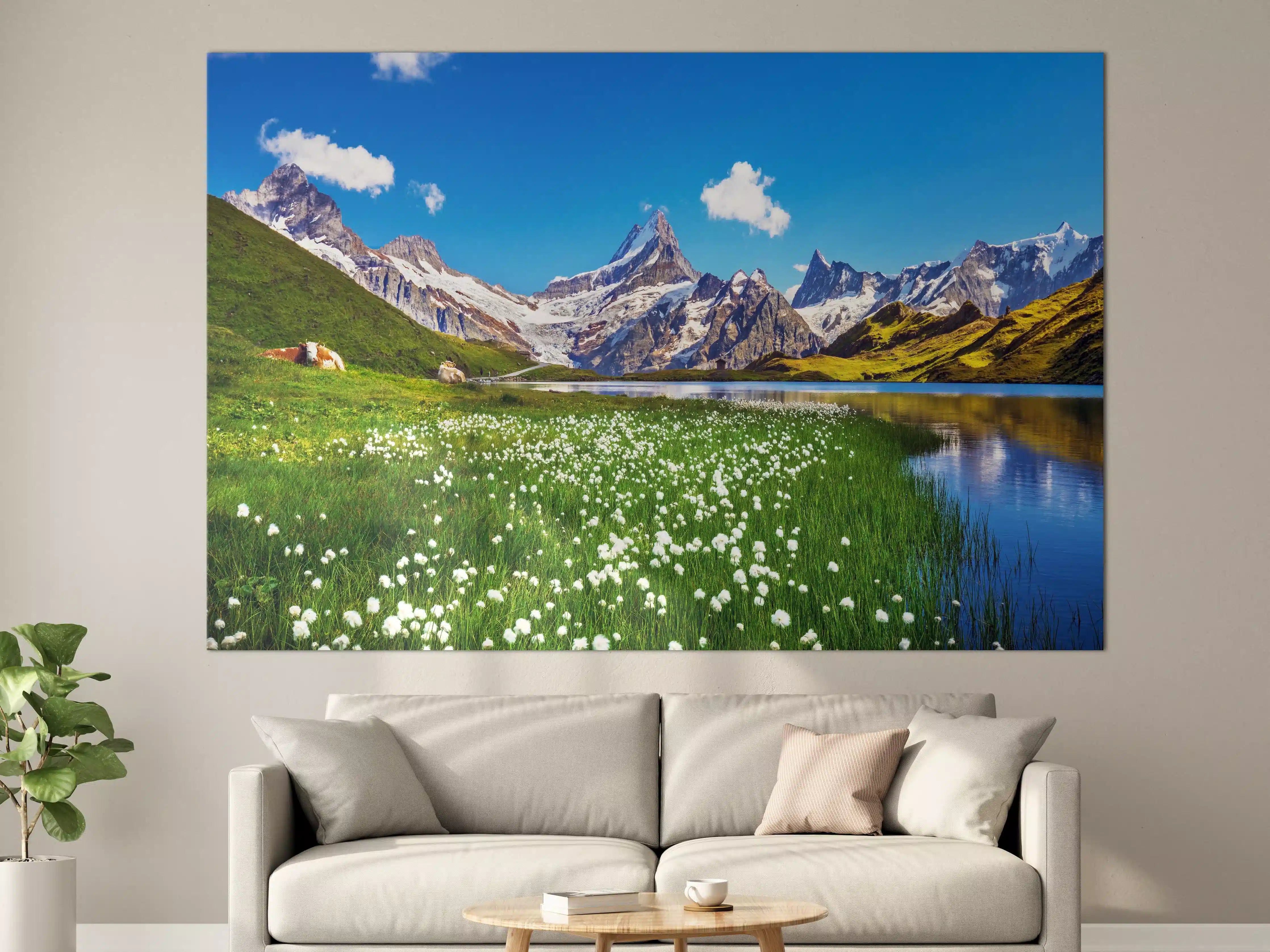 Große Wandbilder - Heitere Aussicht auf die Berner Alpenkette