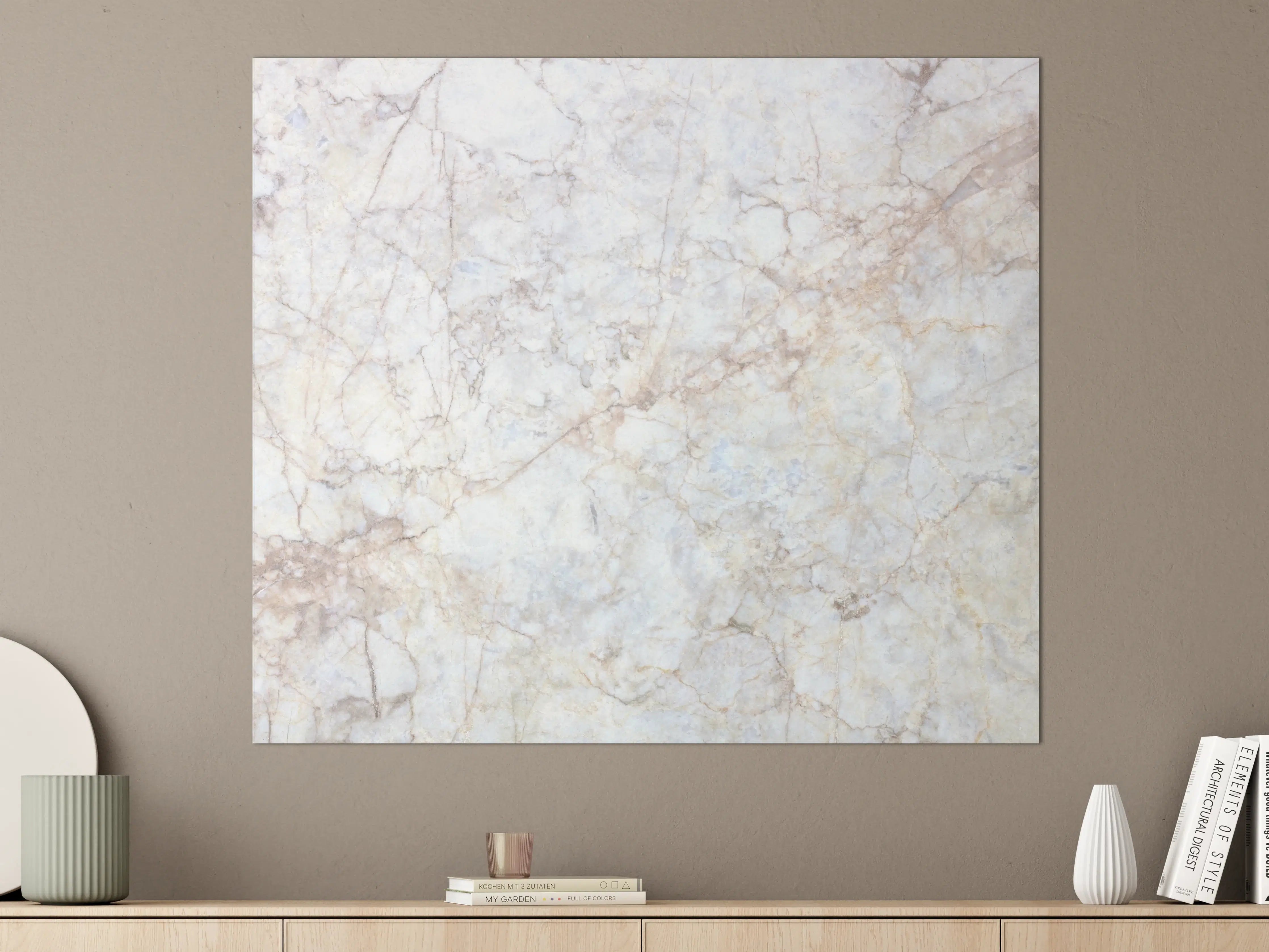 Große Wandbilder - Hellbeige Marmoroptik mit feinen Linien