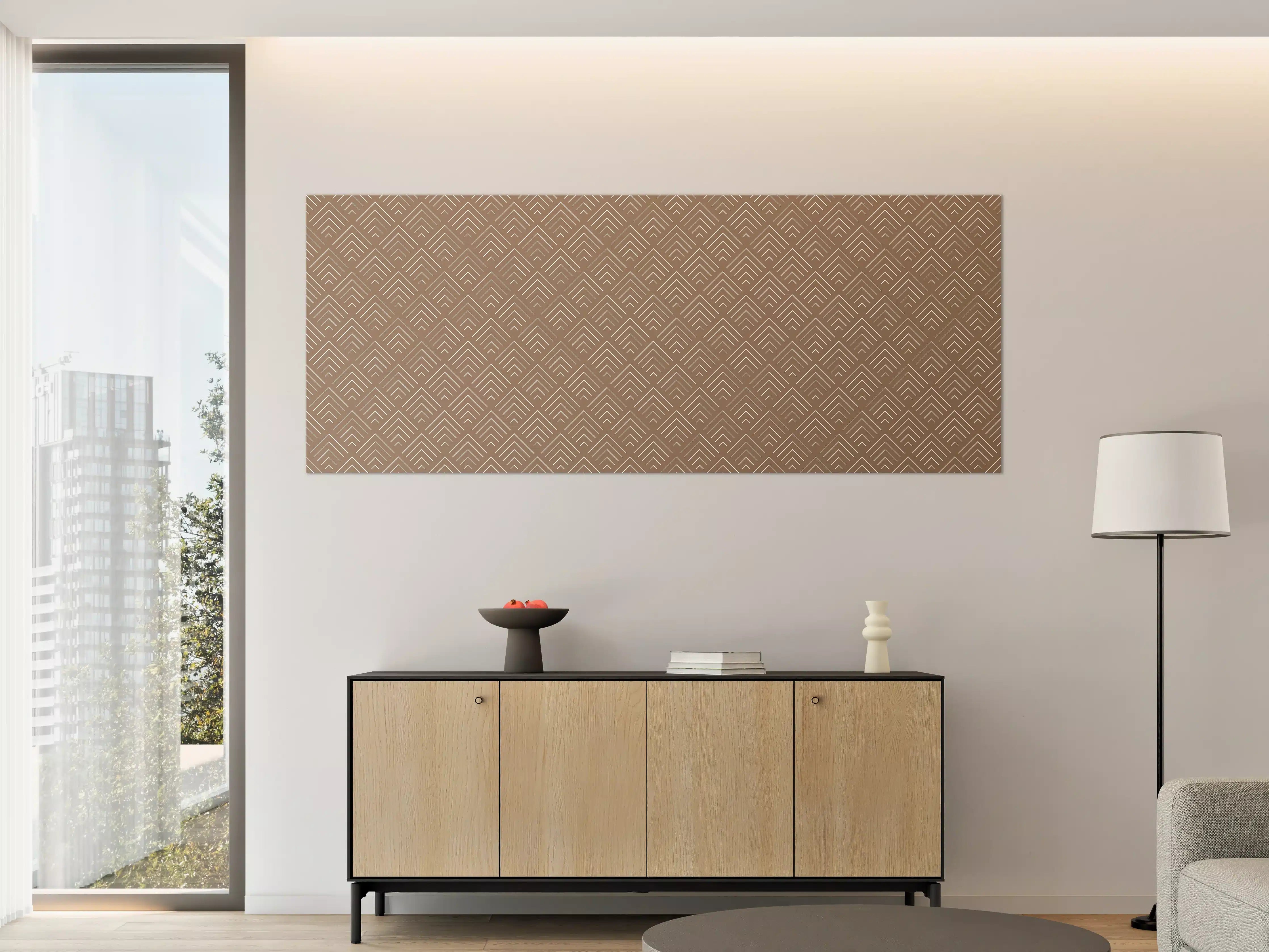 Große Wandbilder - Hellbraune geometrische Musterwandkunst