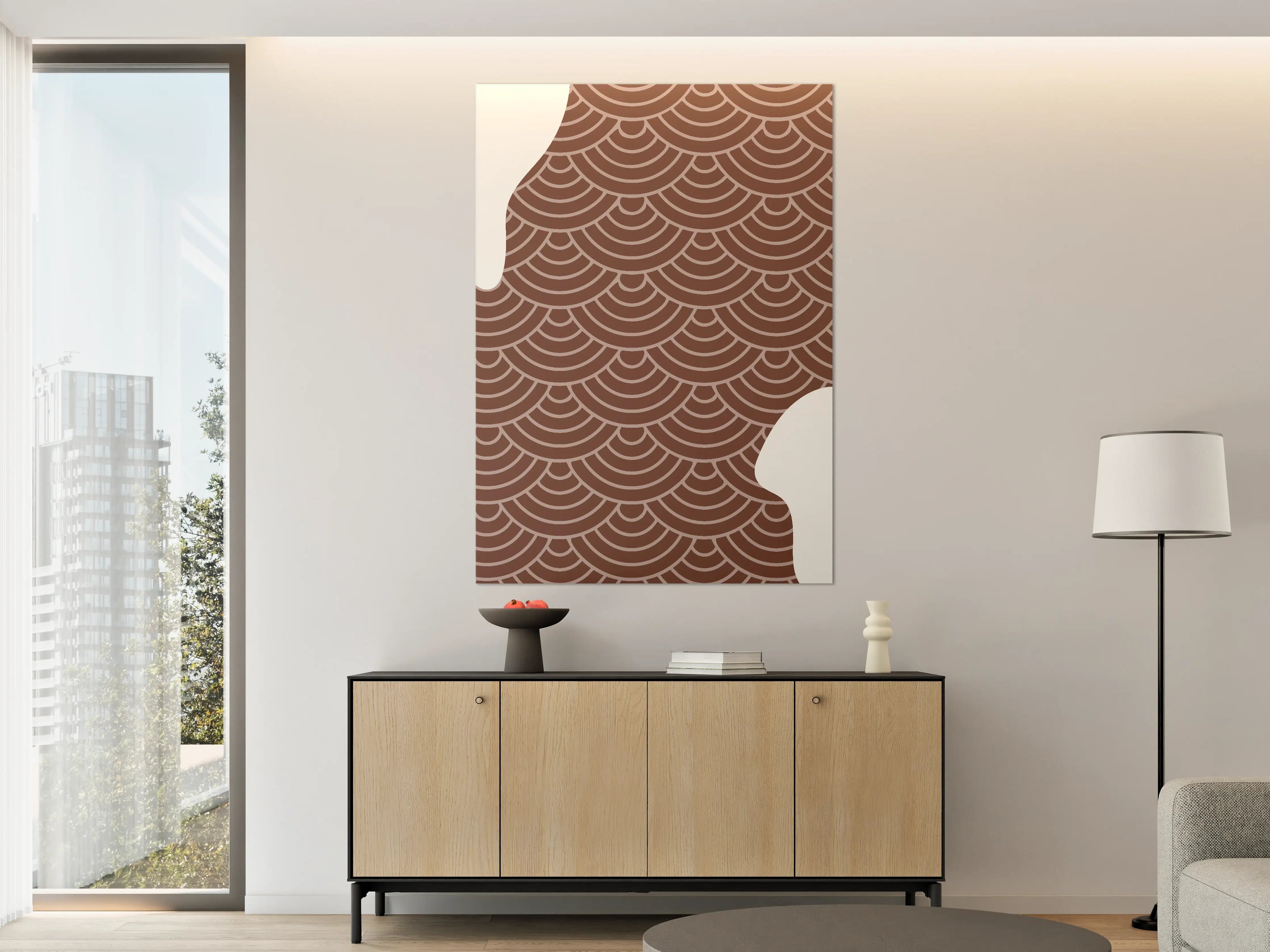 Große Wandbilder - Hellbraunes, geometrisches Mustermotiv