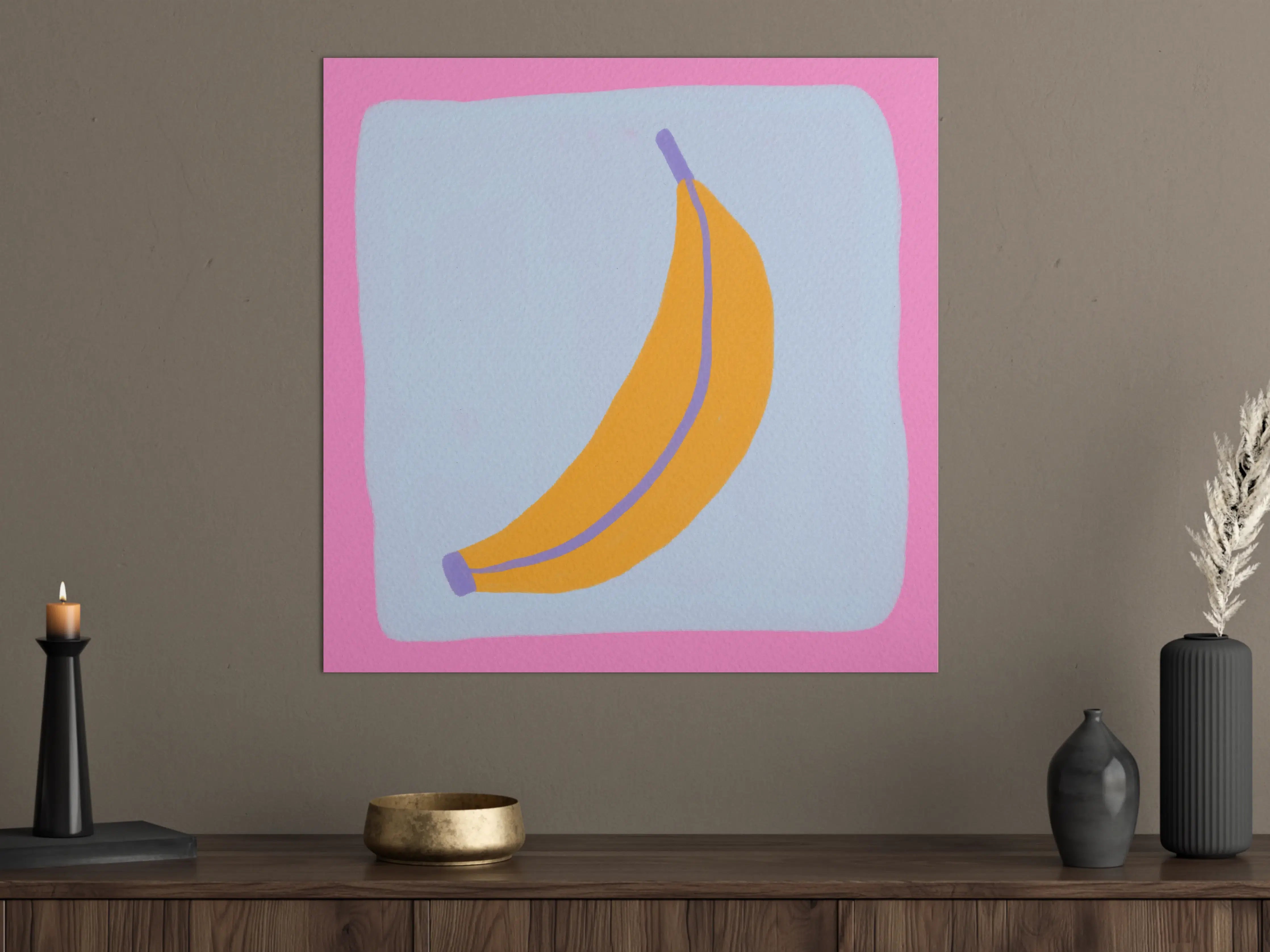 Große Wandbilder - Helle Bananenillustration auf Pastellhintergrund