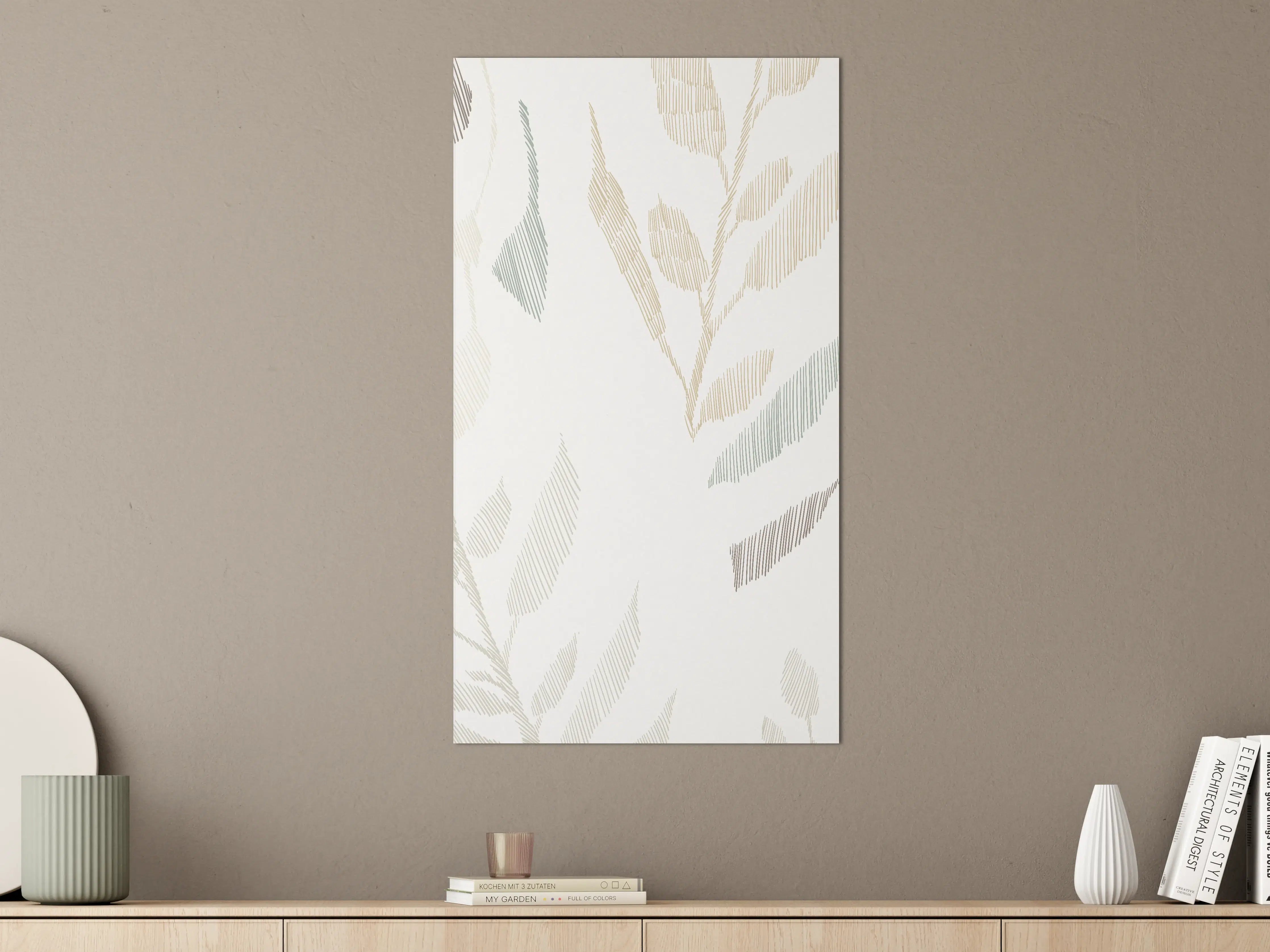 Große Wandbilder - Helle Blätter im minimalistischen Stil