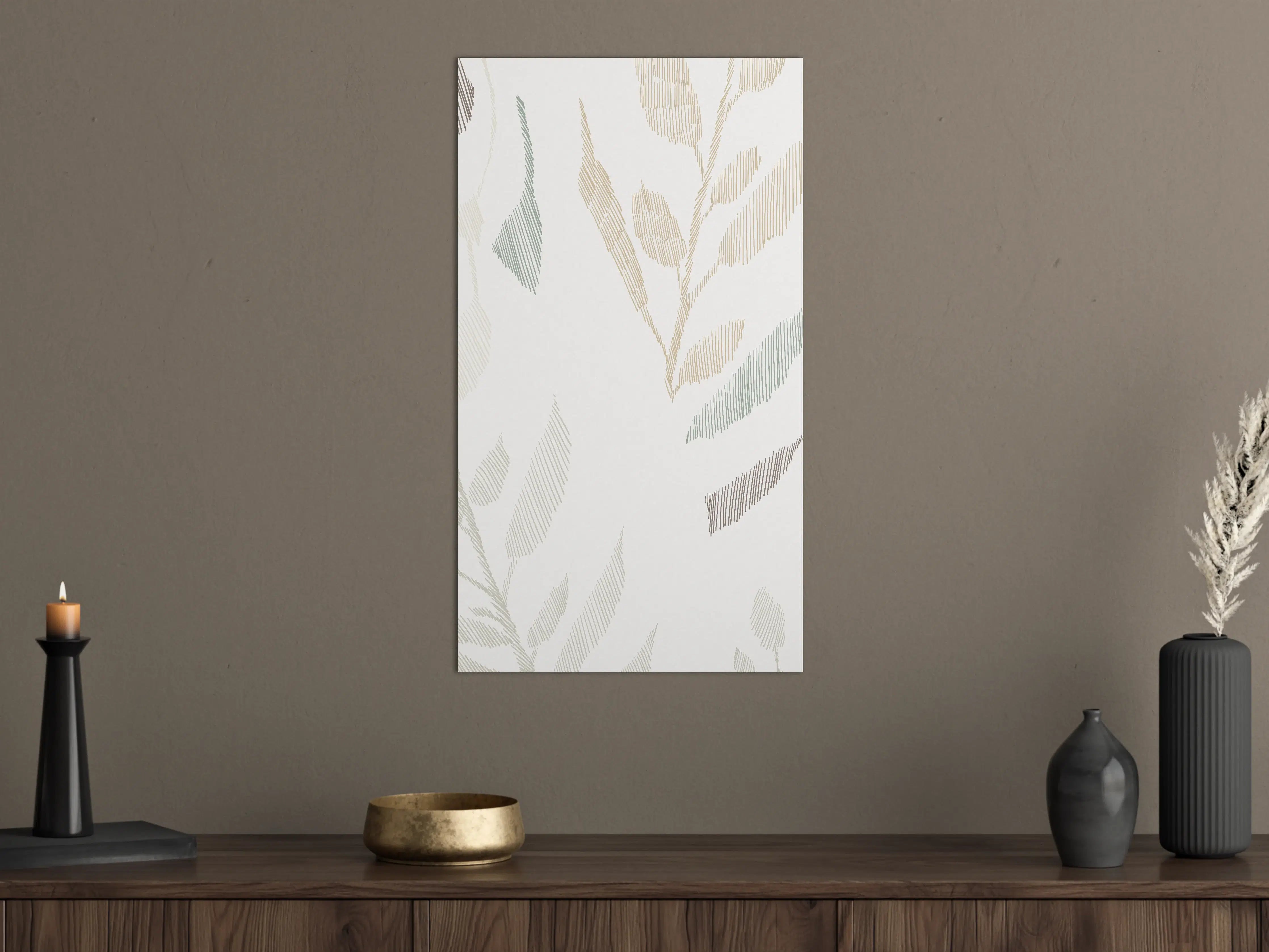 Große Wandbilder - Helle Blätter im minimalistischen Stil