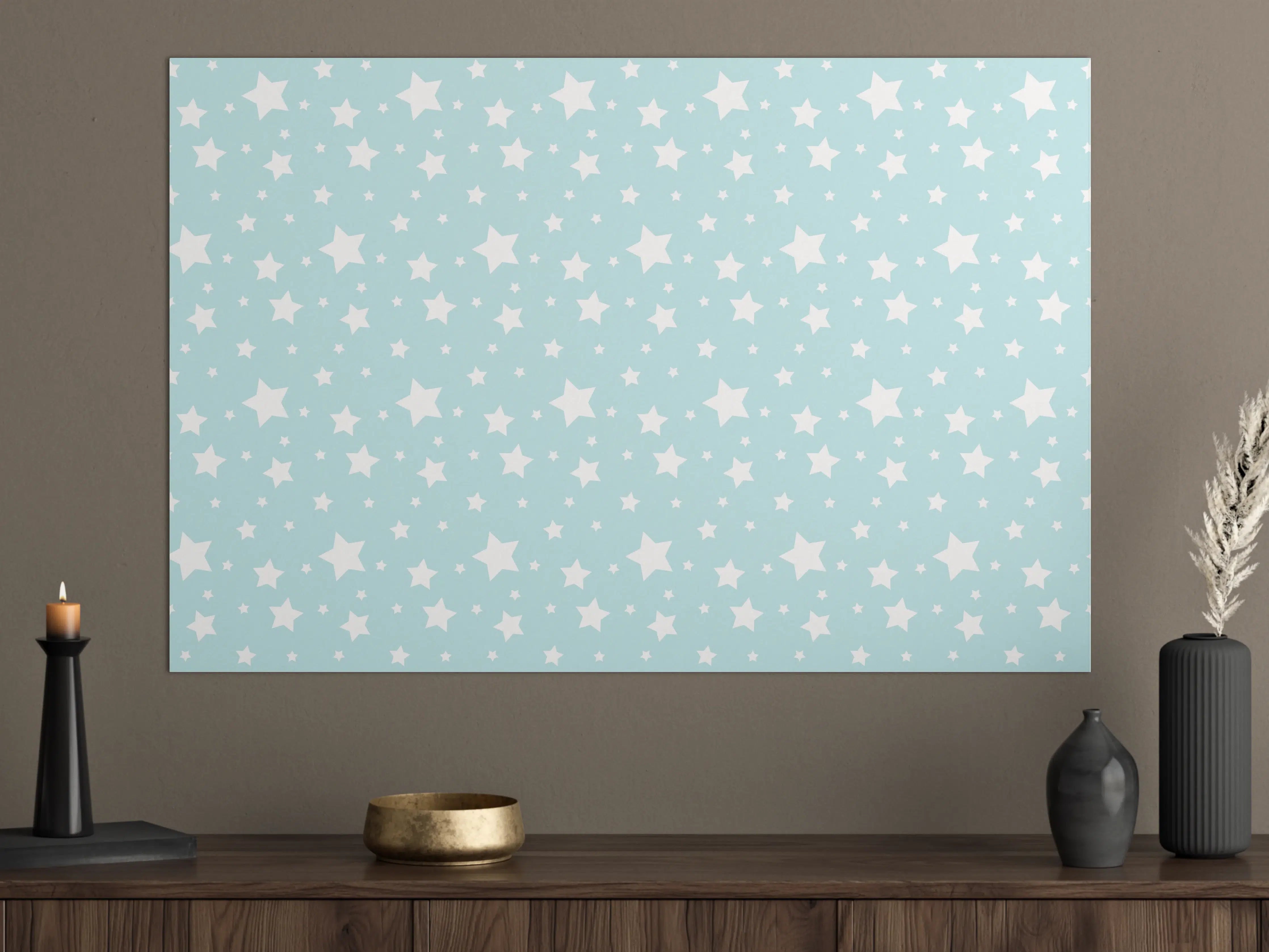Große Wandbilder - Helle Blau-Türkis-Wand mit weißen Sternen