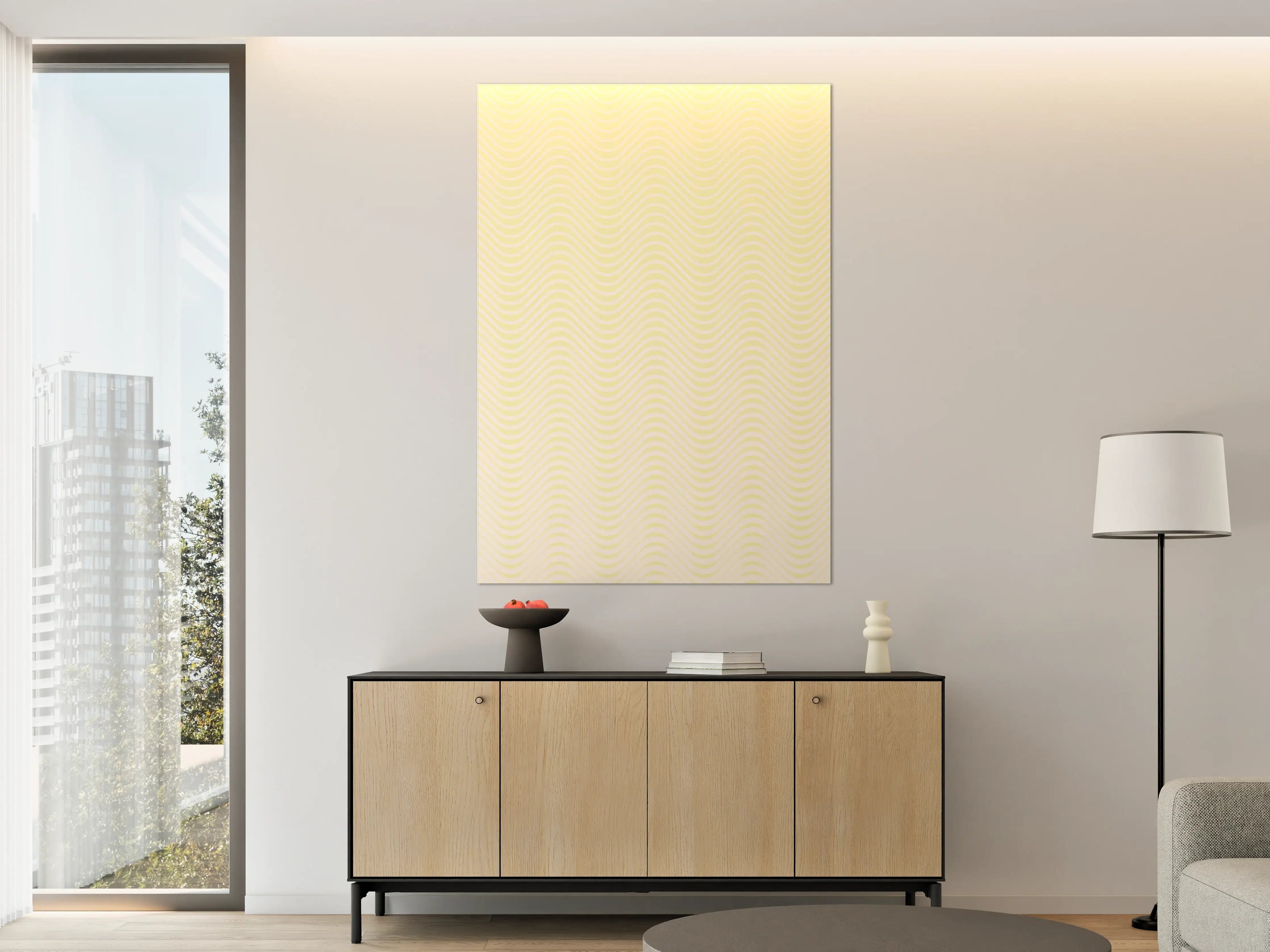 Große Wandbilder - Helle Gelbe Mustertapete mit Zickzack-Design