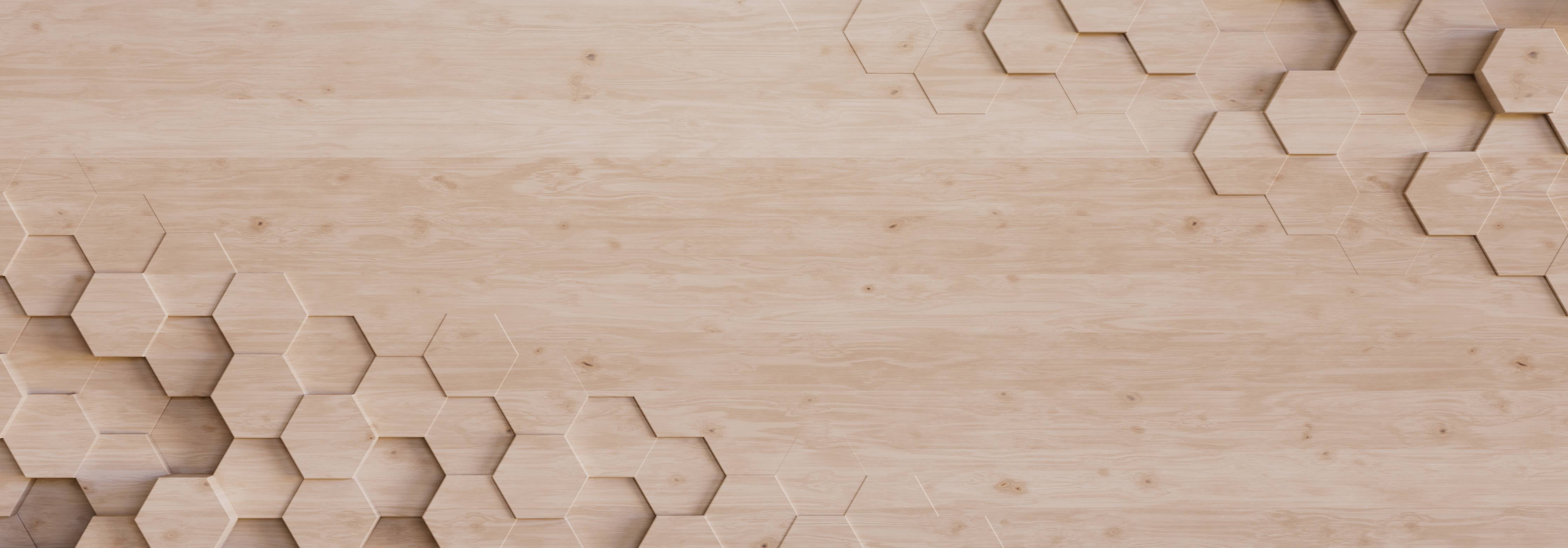 Große Wandbilder-Helle Holzwand mit Hexagon-Details