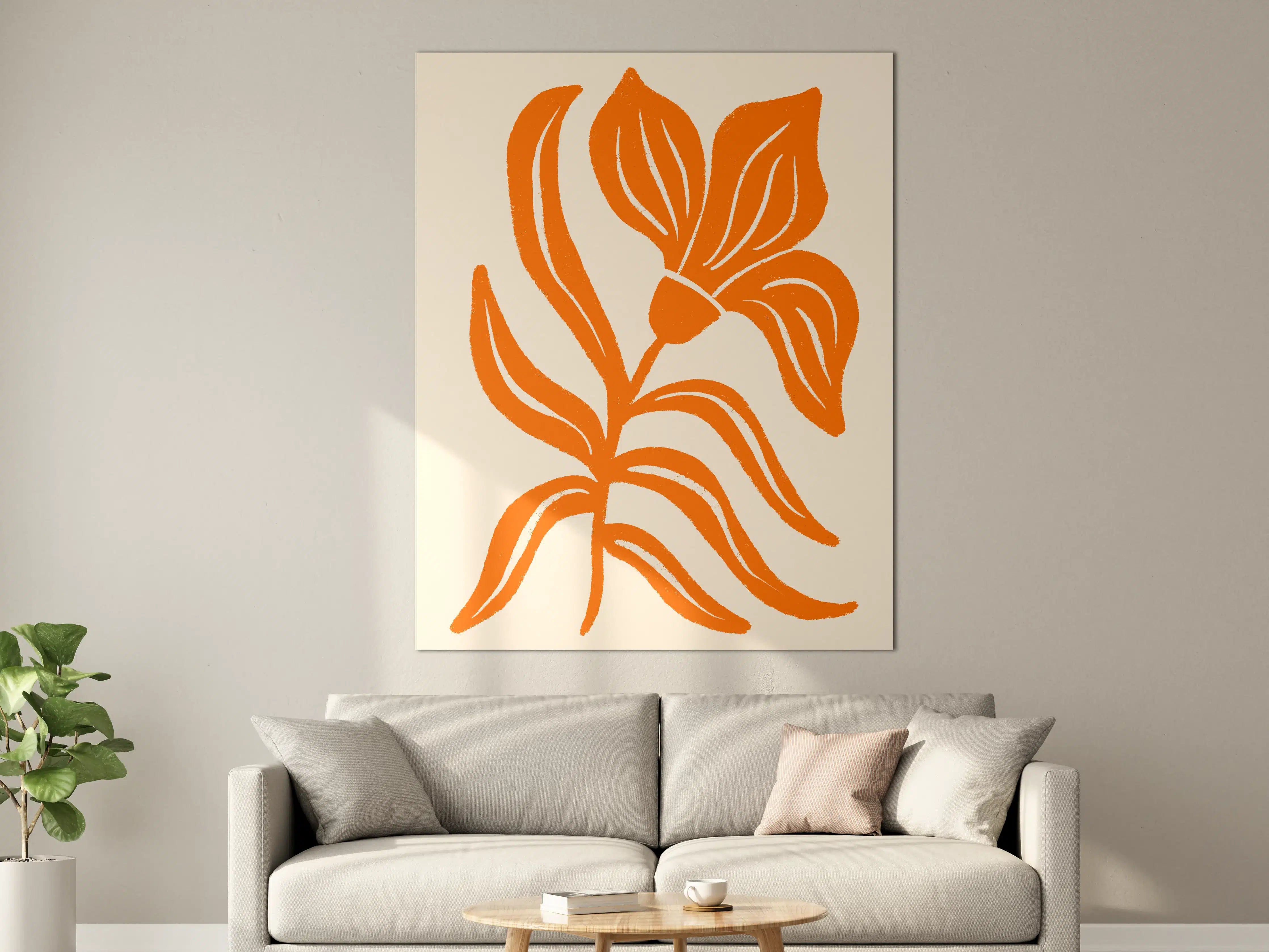 Große Wandbilder - Helle Orange Blumenillustration