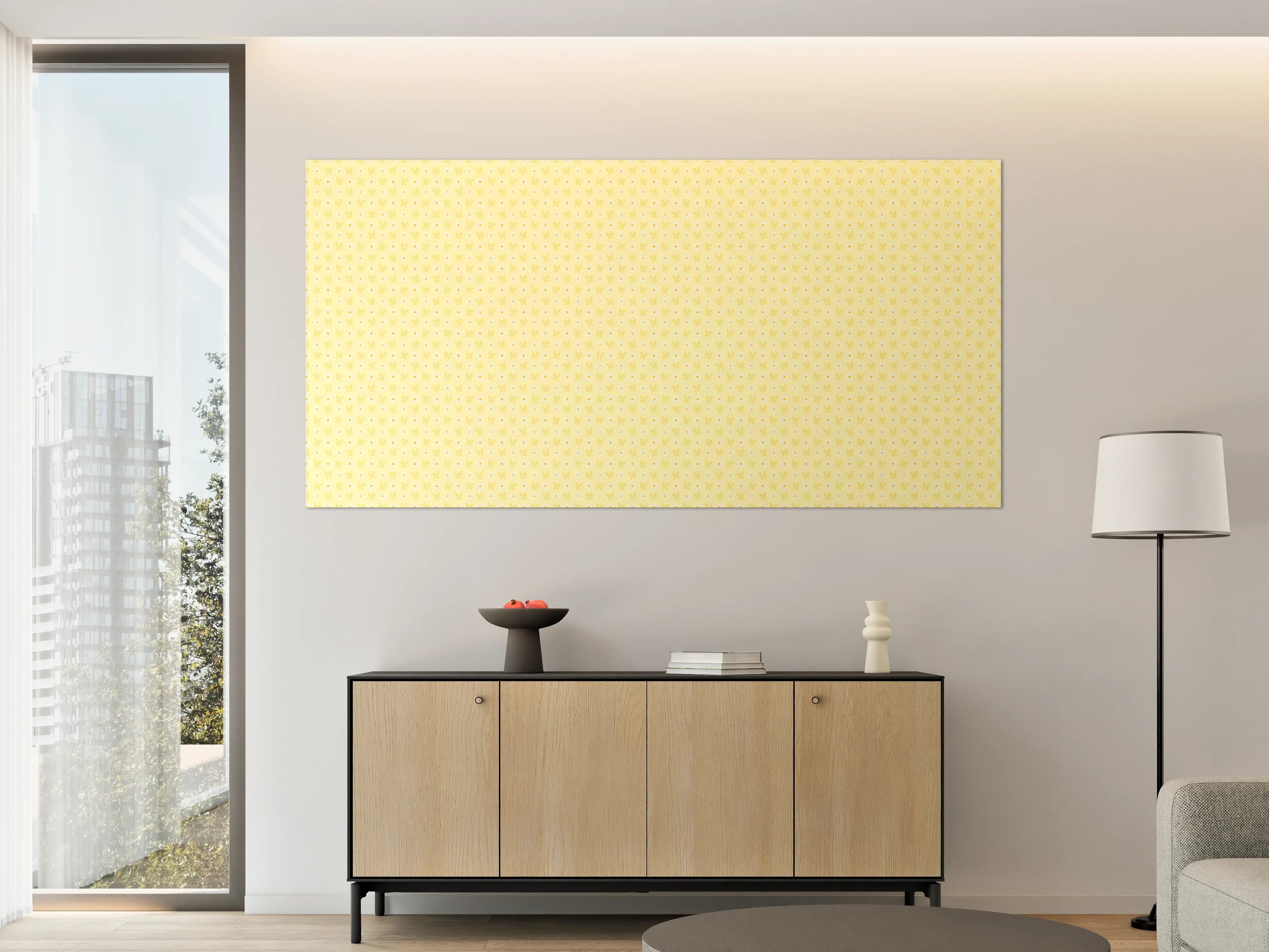 Große Wandbilder - Helle gelbe Wand mit Mustern