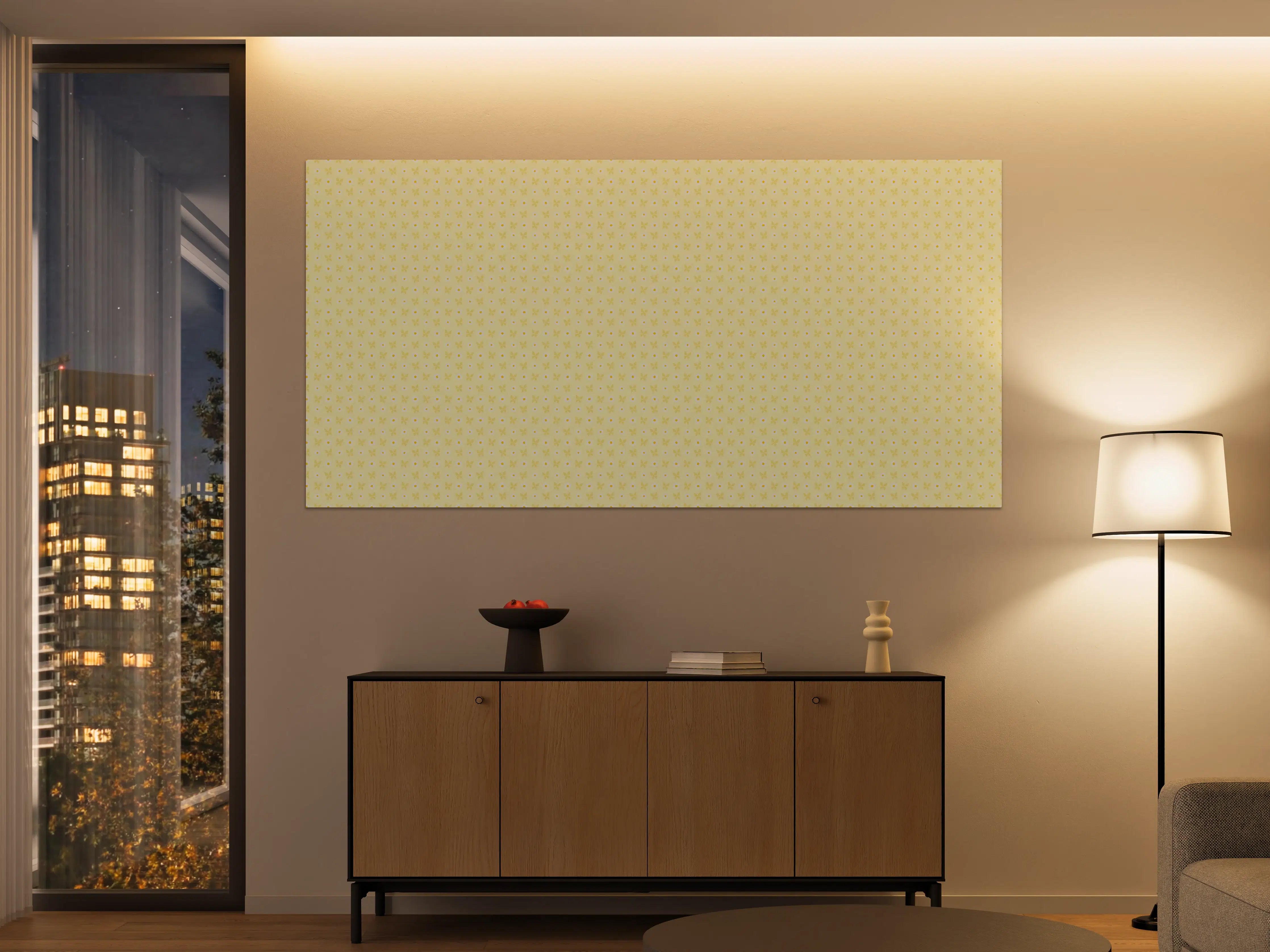 Große Wandbilder - Helle gelbe Wand mit Mustern