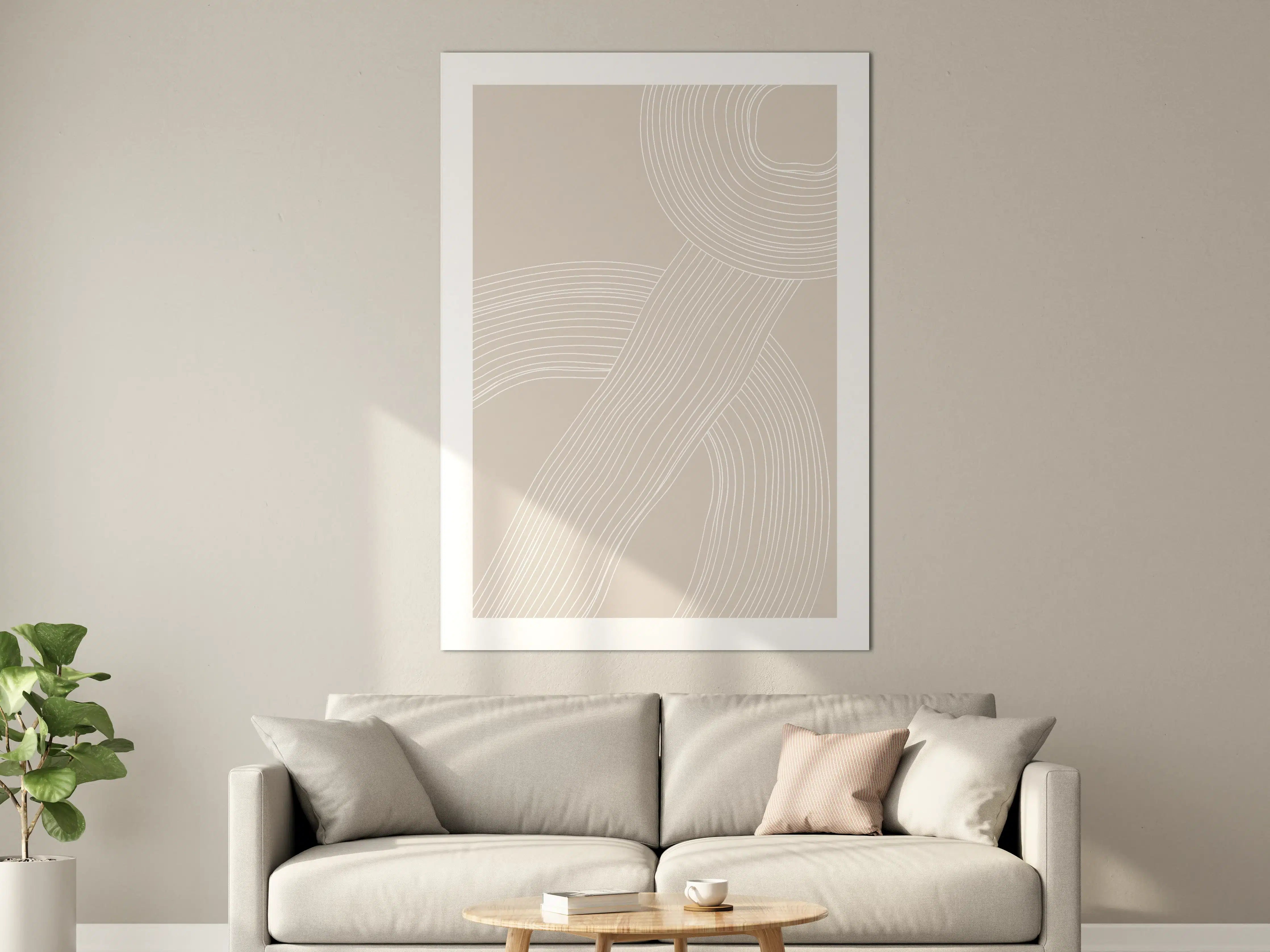 Große Wandbilder - Helle, elegante Linienführung in neutralen Tönen