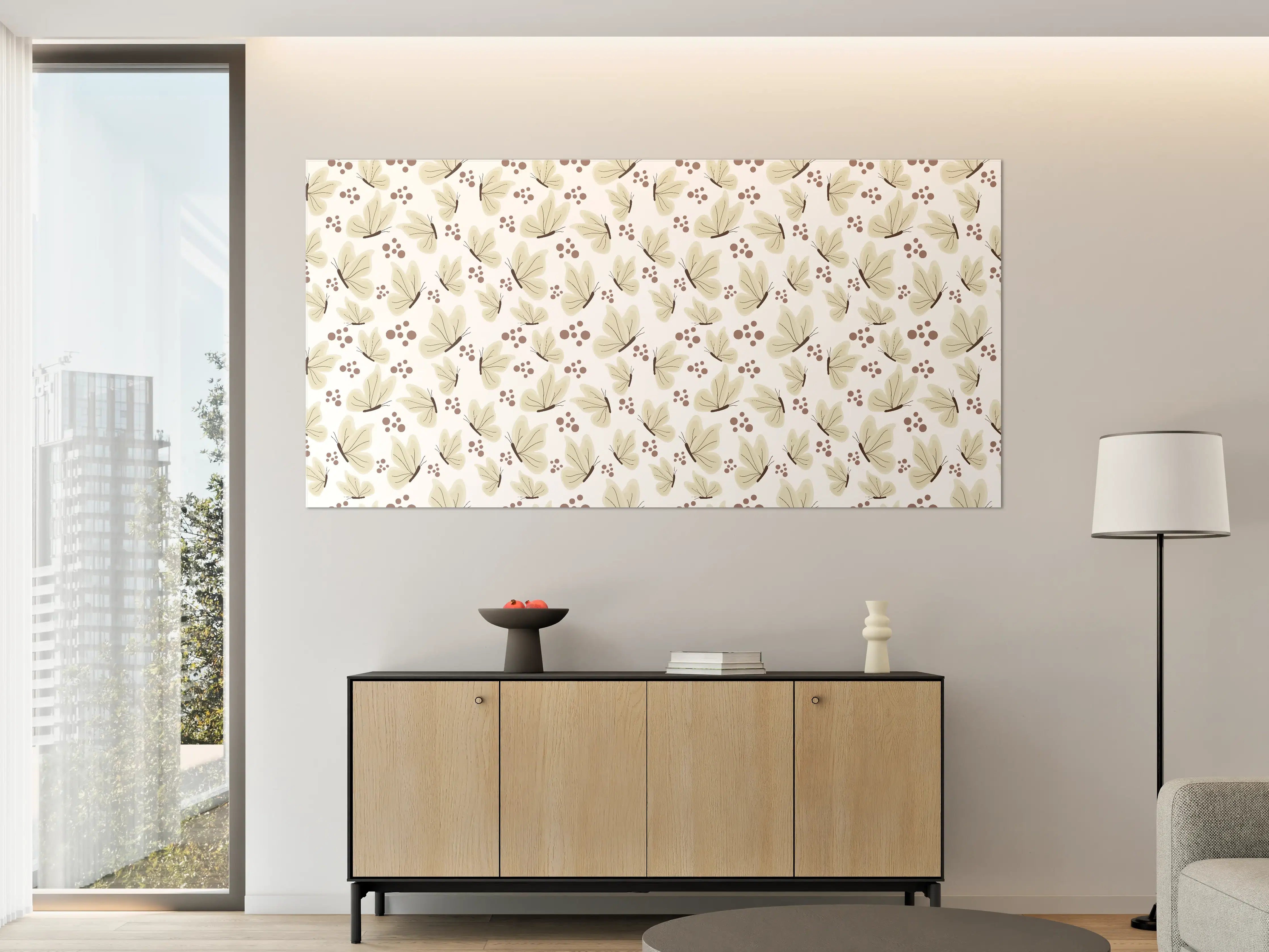 Große Wandbilder - Helle, florale Mustervorlage in Naturtönen