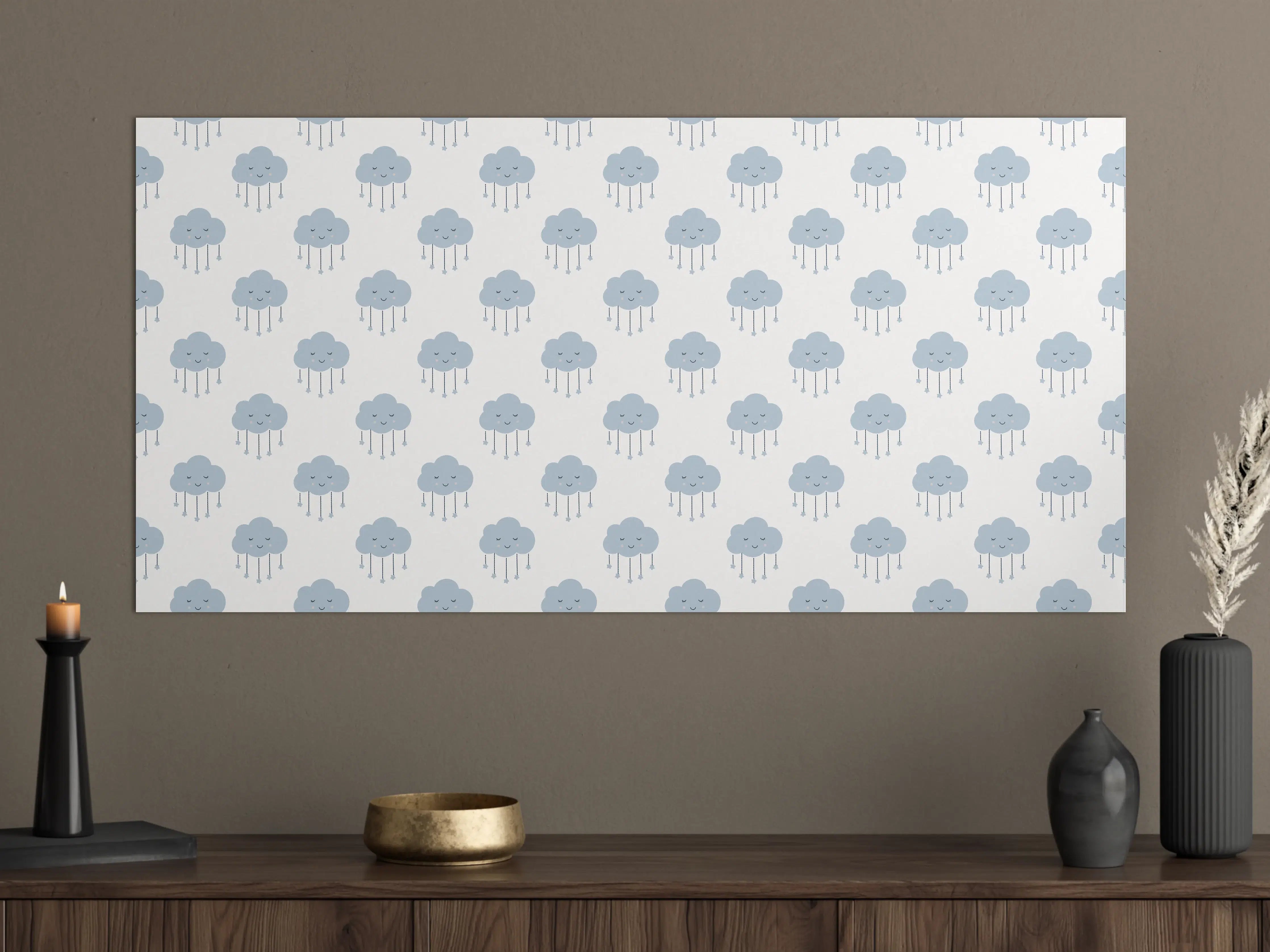 Große Wandbilder - Helle, freundliche Schaf-Pattern-Wanddeko