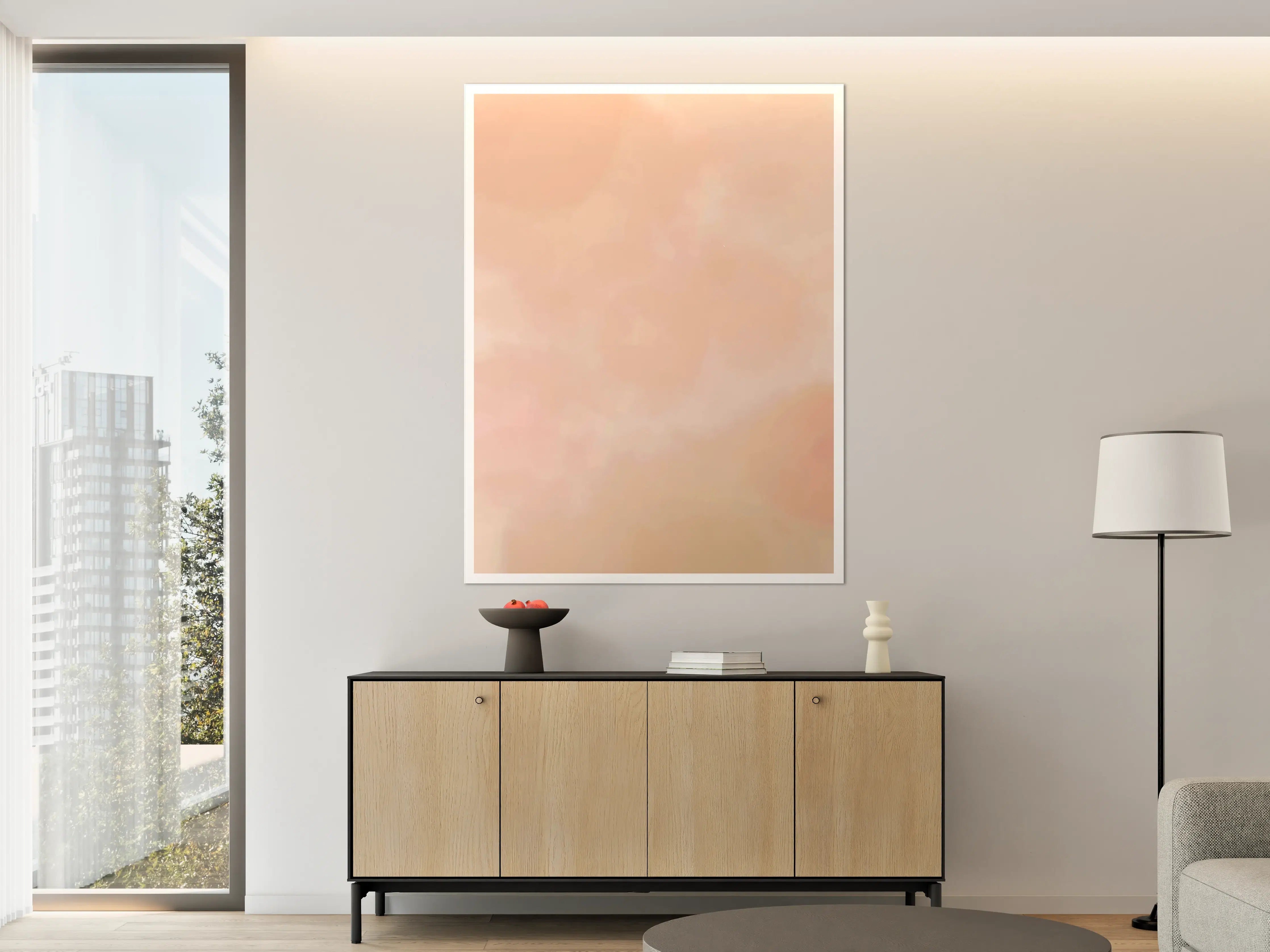 Große Wandbilder - Heller Peach-Ton mit sanften Farbverläufen