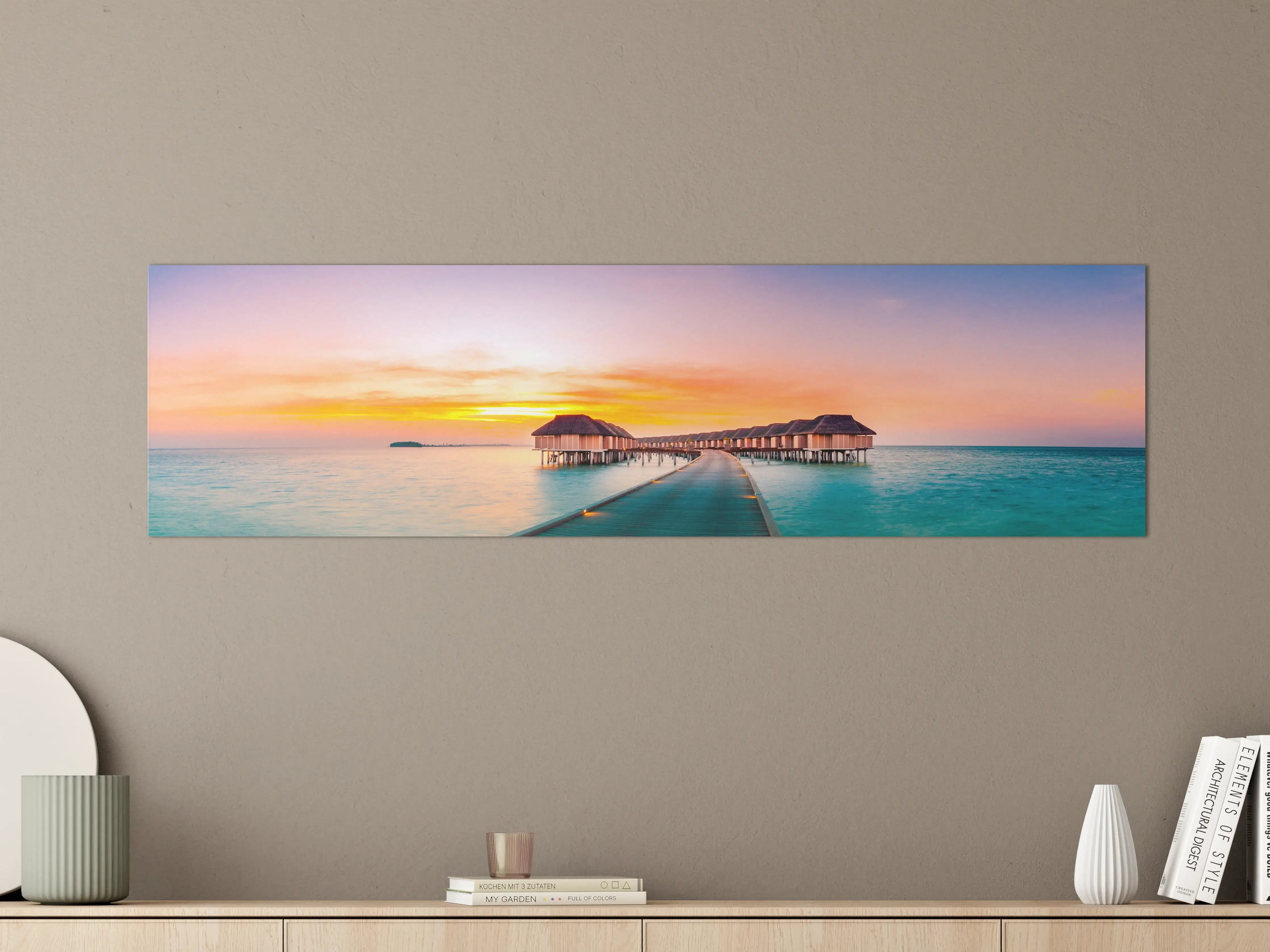 Große Wandbilder - Heller Sonnenuntergang über dem Meer