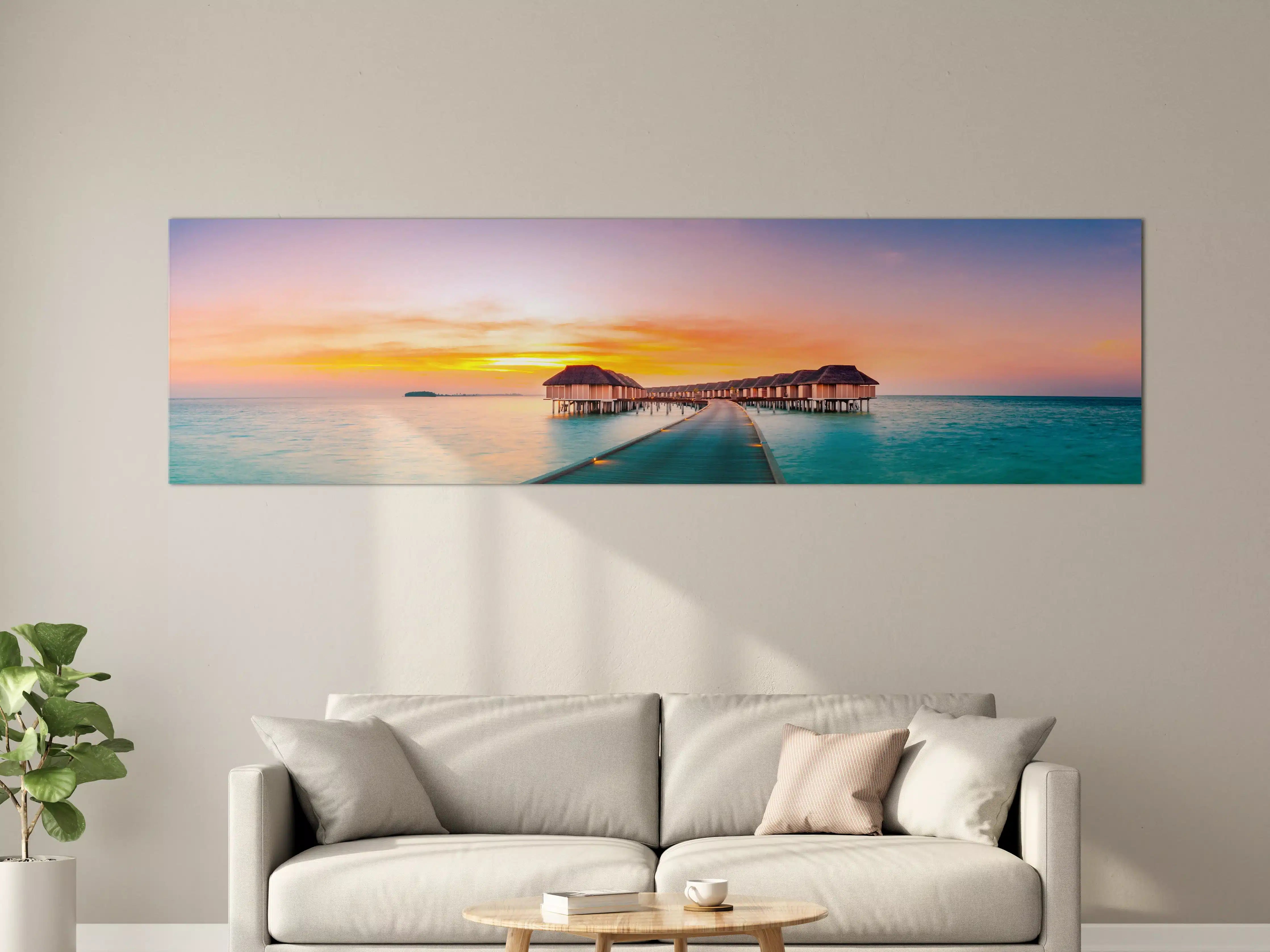 Große Wandbilder - Heller Sonnenuntergang über dem Meer