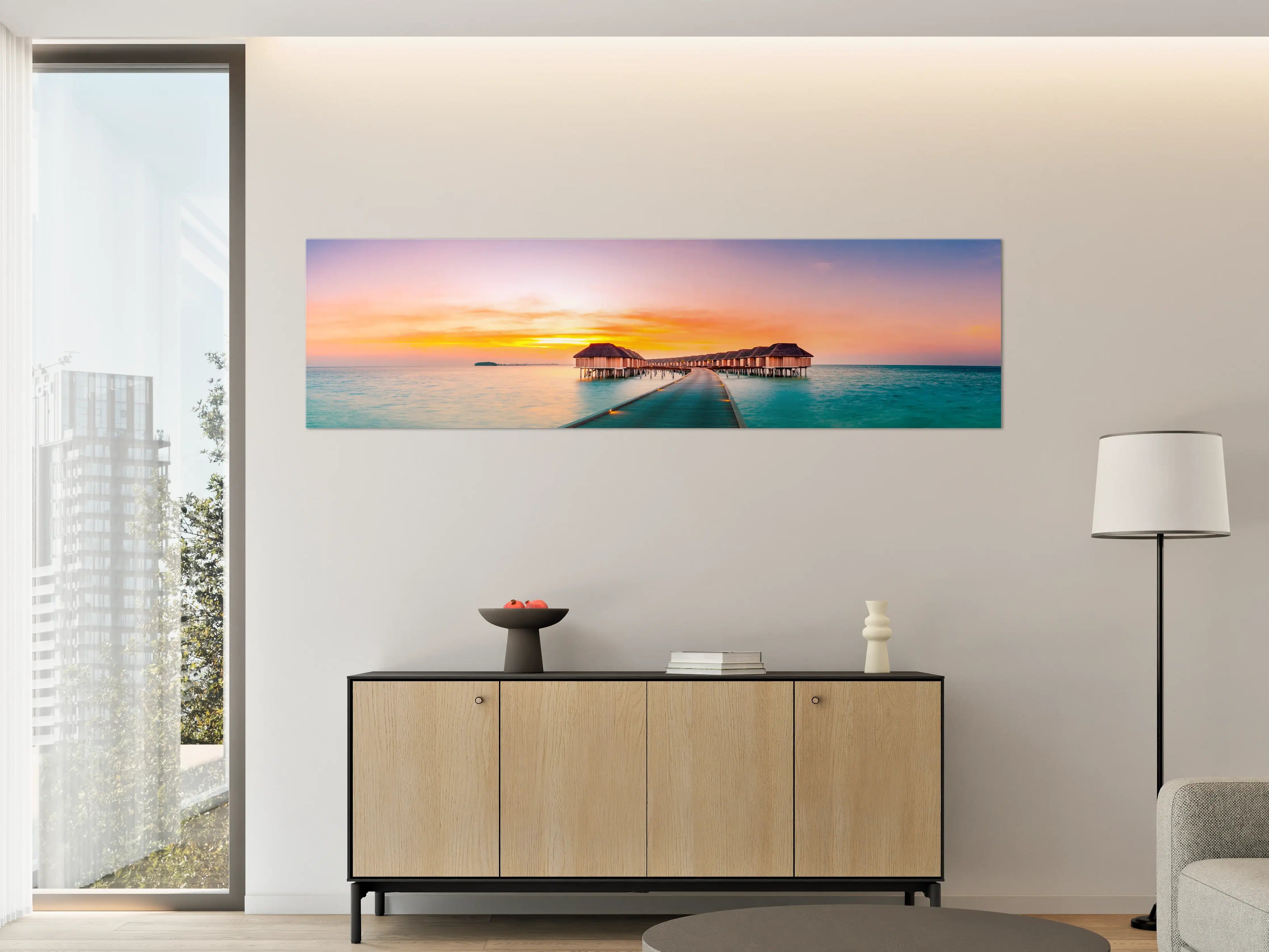 Große Wandbilder - Heller Sonnenuntergang über dem Meer