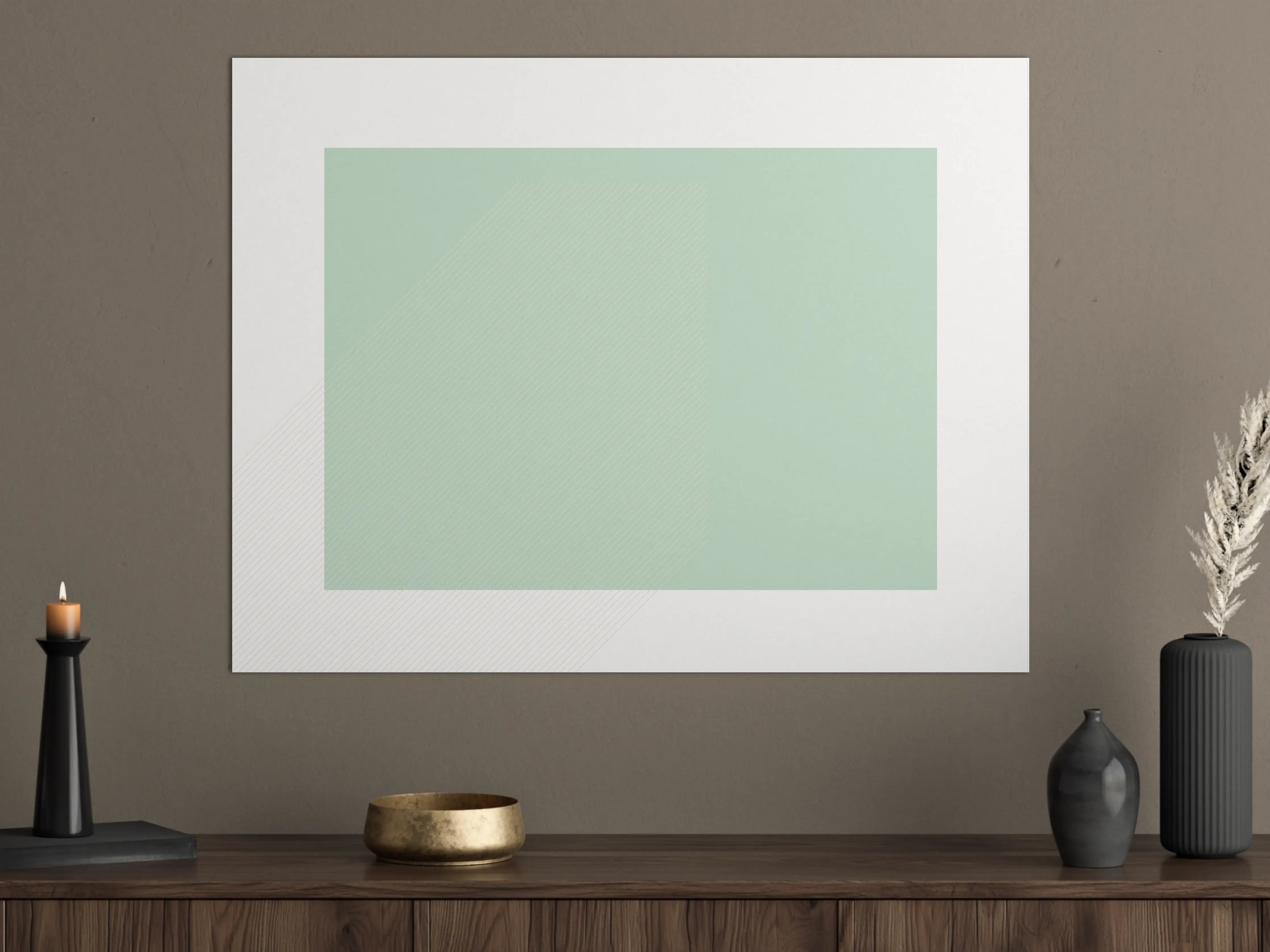 Große Wandbilder - Heller, minimalistischer Raum in Pastellgrün