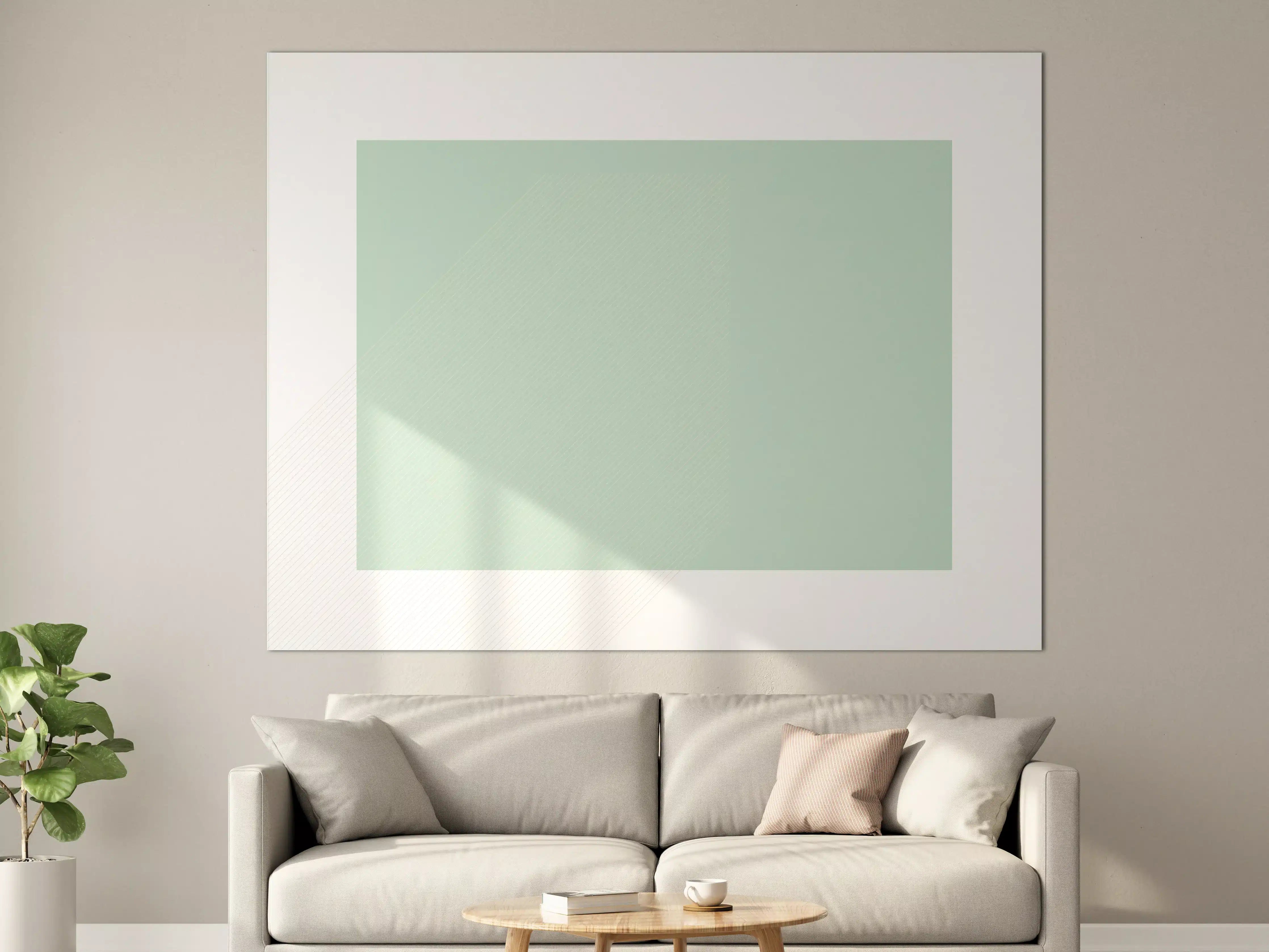 Große Wandbilder - Heller, minimalistischer Raum in Pastellgrün