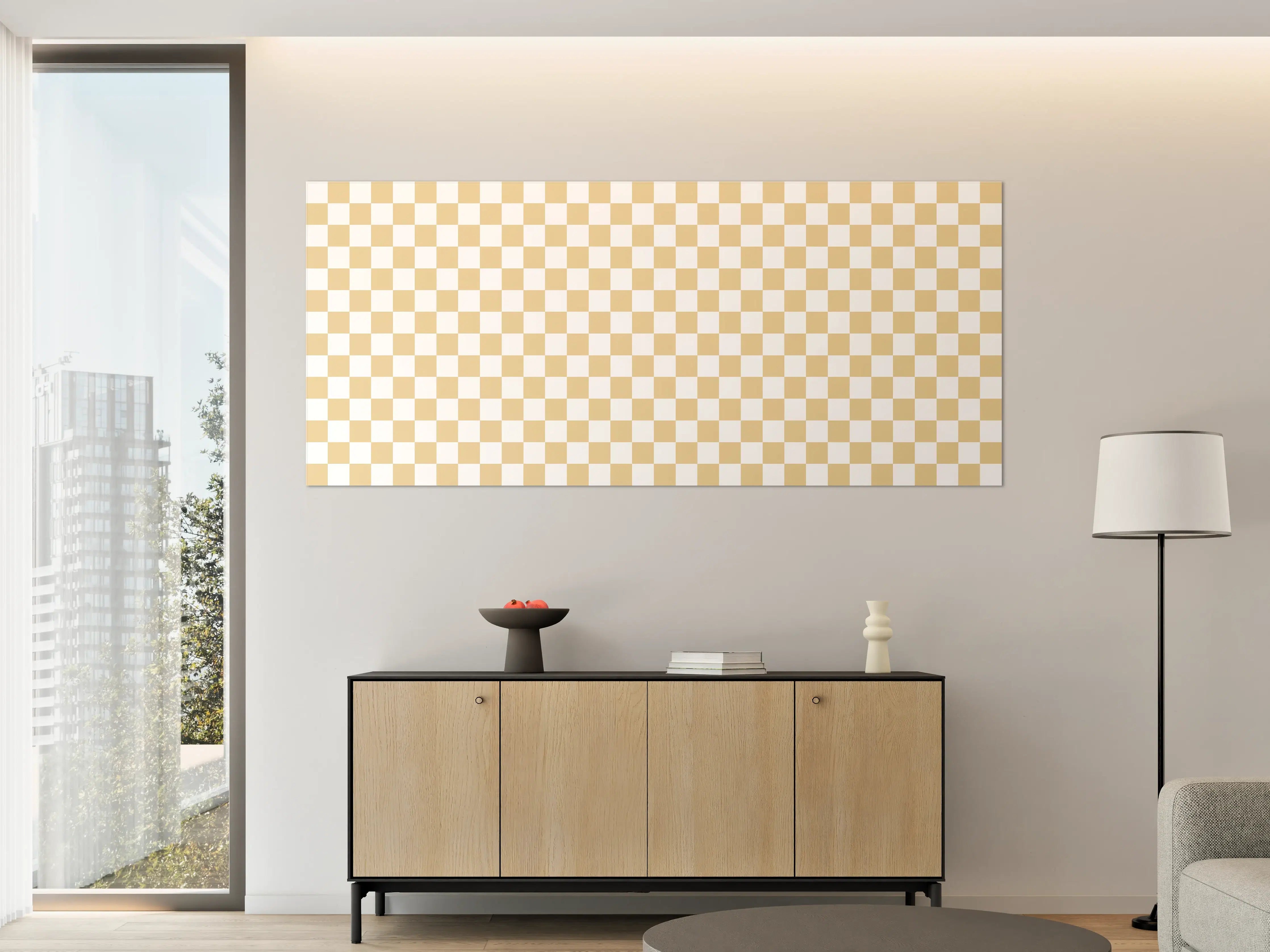 Große Wandbilder - Helles Checkered Muster in Beige und Hellbraun