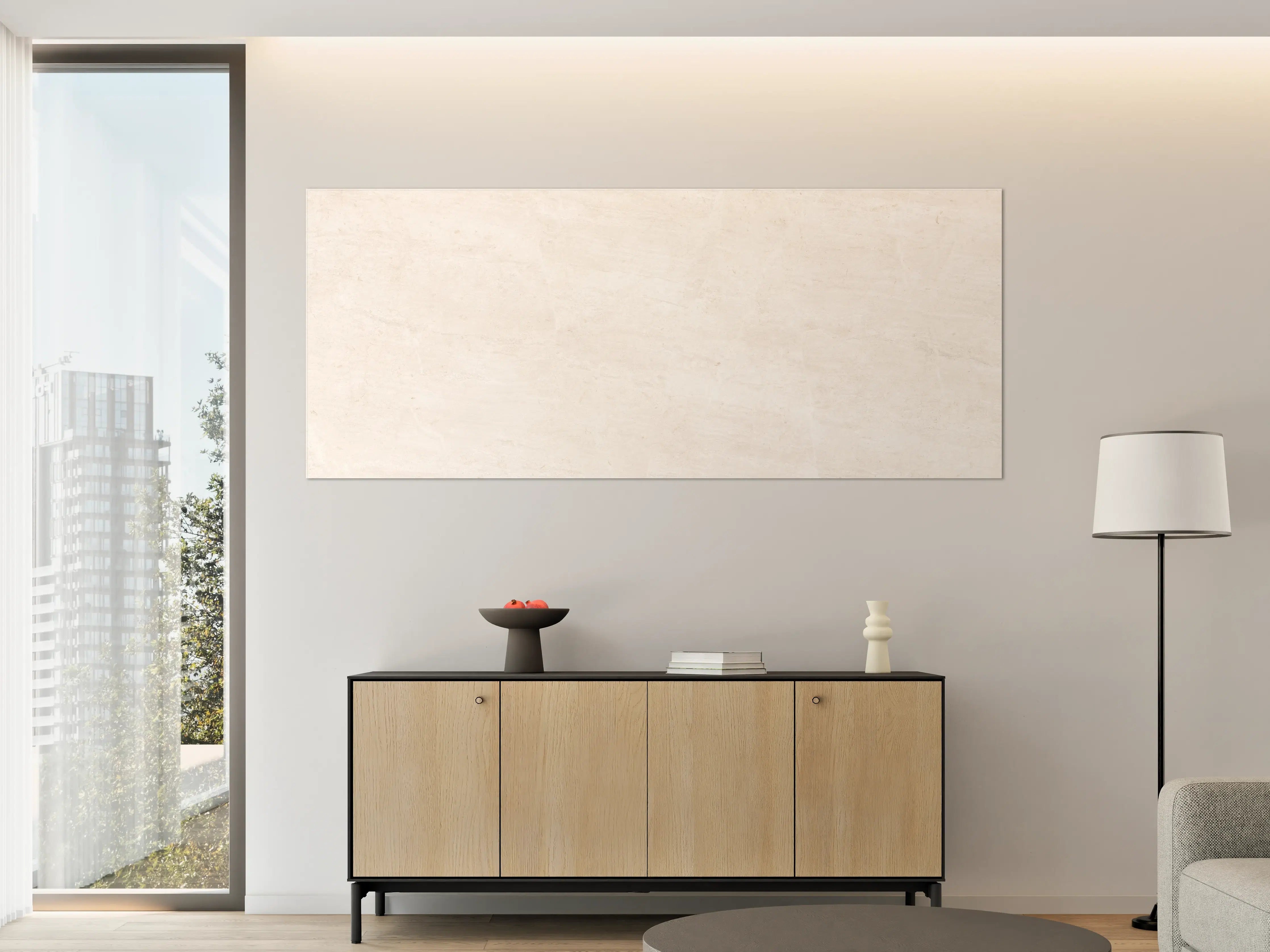 Große Wandbilder - Helles Creme-Wandrelief mit Textur