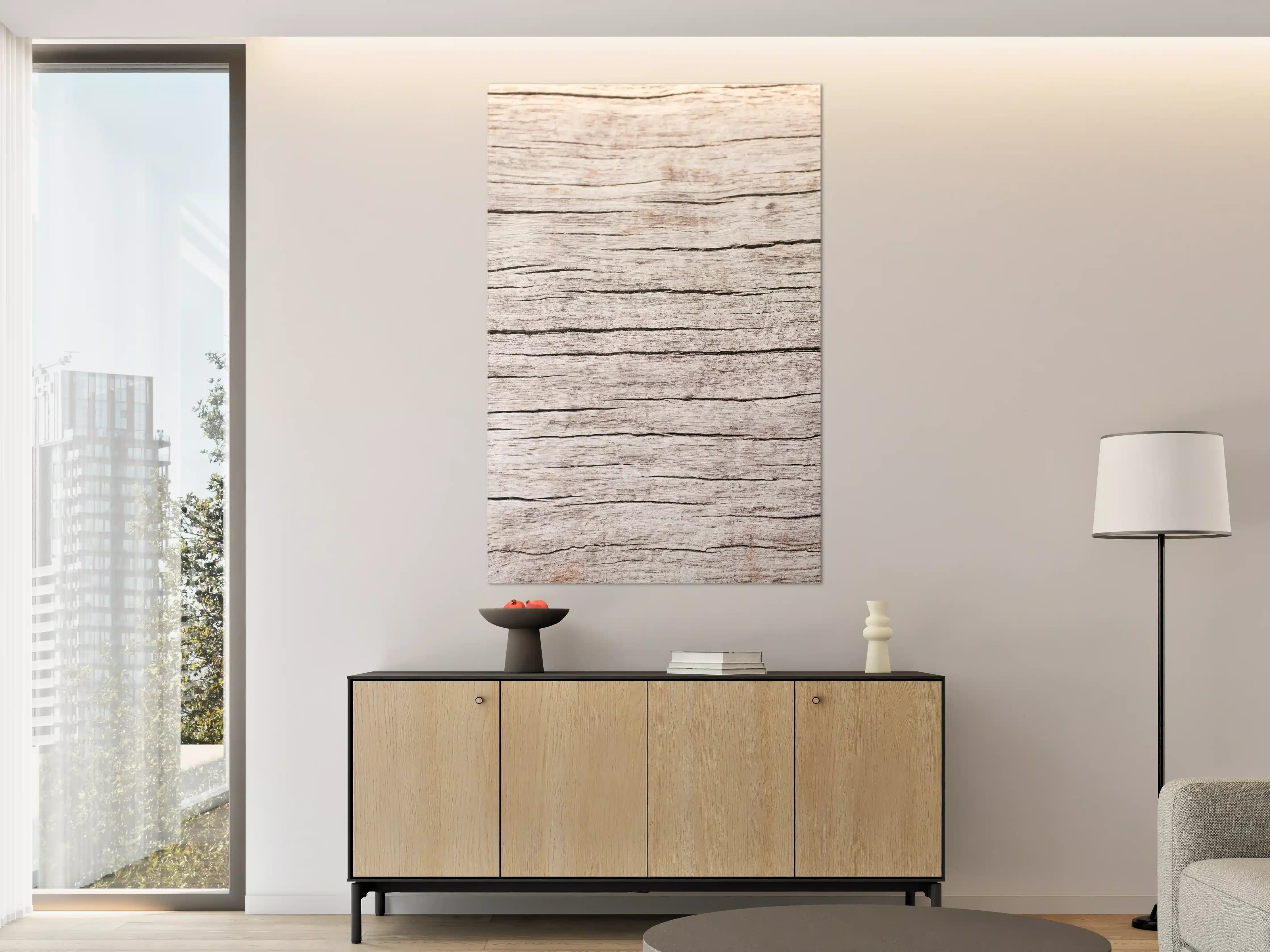 Große Wandbilder - Helles Holz mit sichtbaren Jahrenkerben