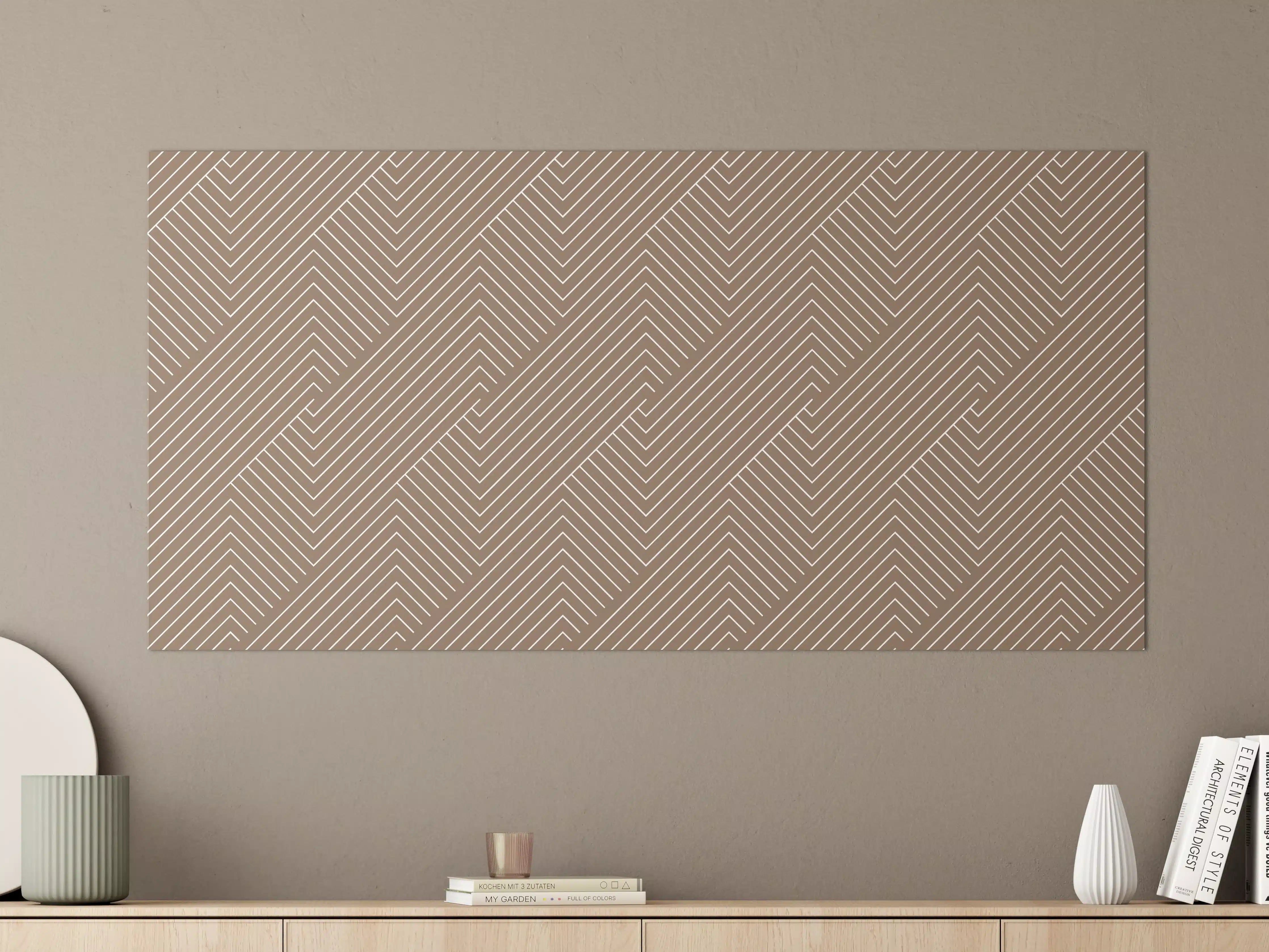 Große Wandbilder - Helles Wandbild mit geometrischem Muster in Braun