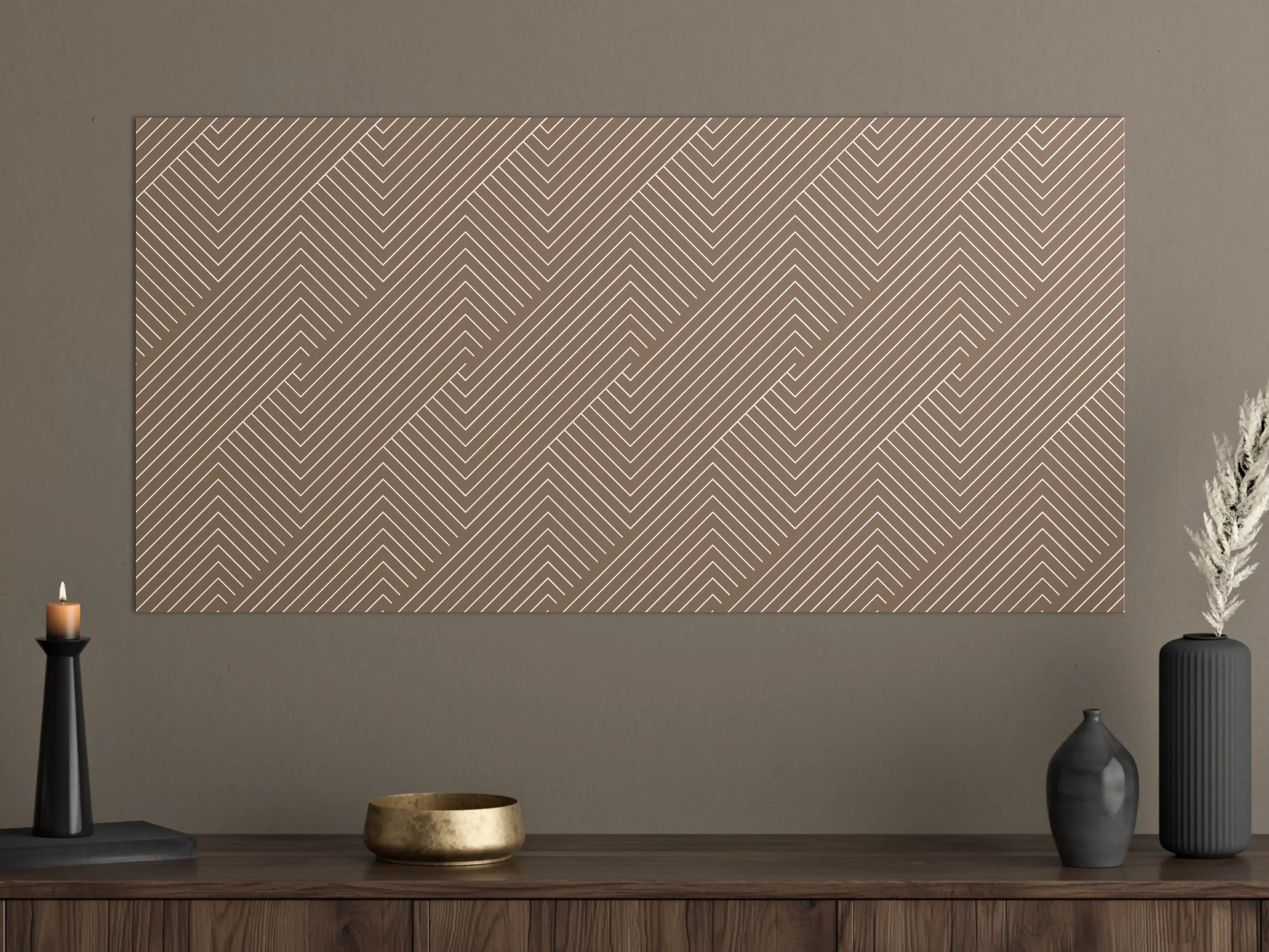 Große Wandbilder - Helles Wandbild mit geometrischem Muster in Braun
