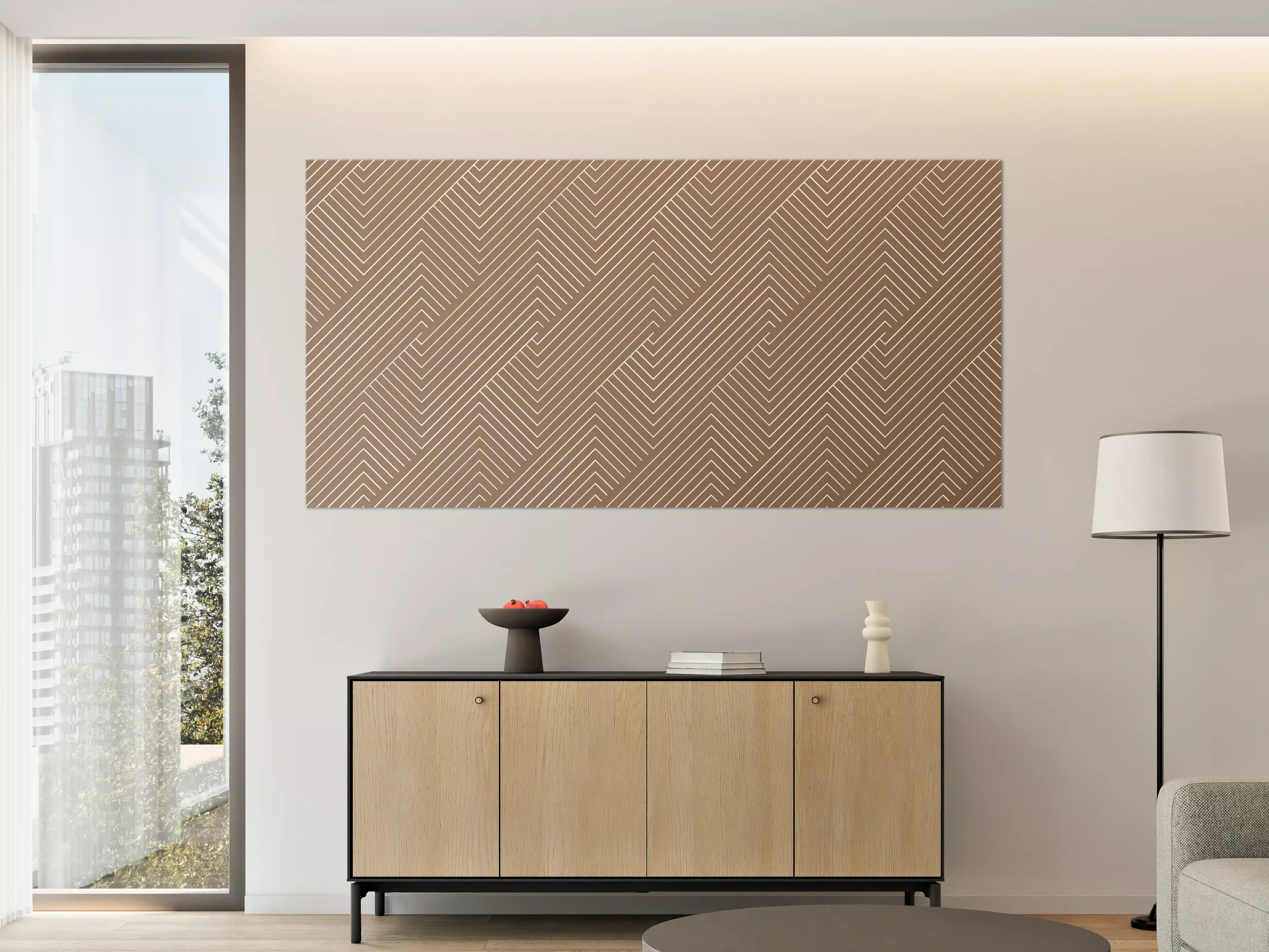 Große Wandbilder - Helles Wandbild mit geometrischem Muster in Braun
